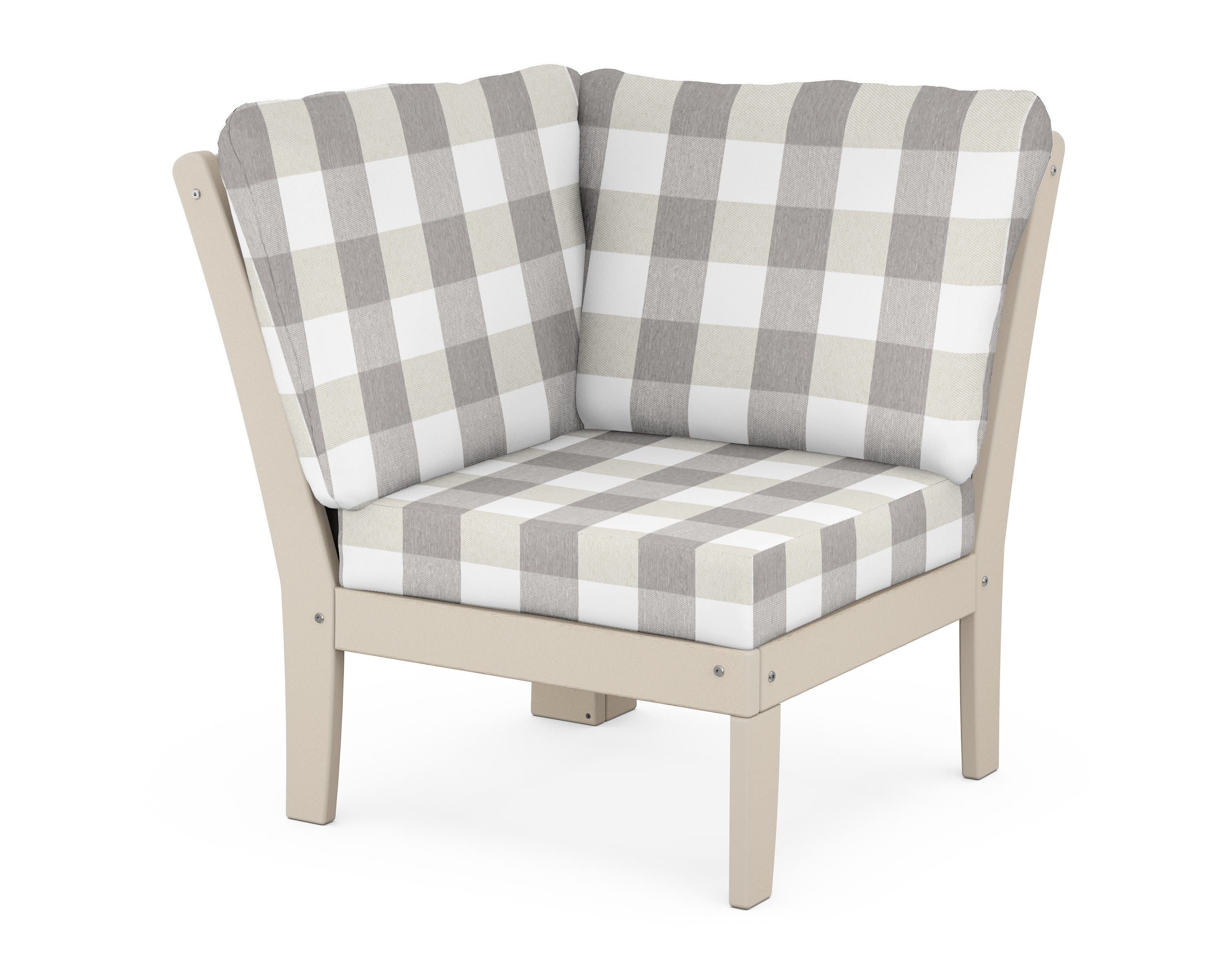 Yacht Club Modular Corner Chair in Sand Castle / Buffalo Plaid Grey Mist