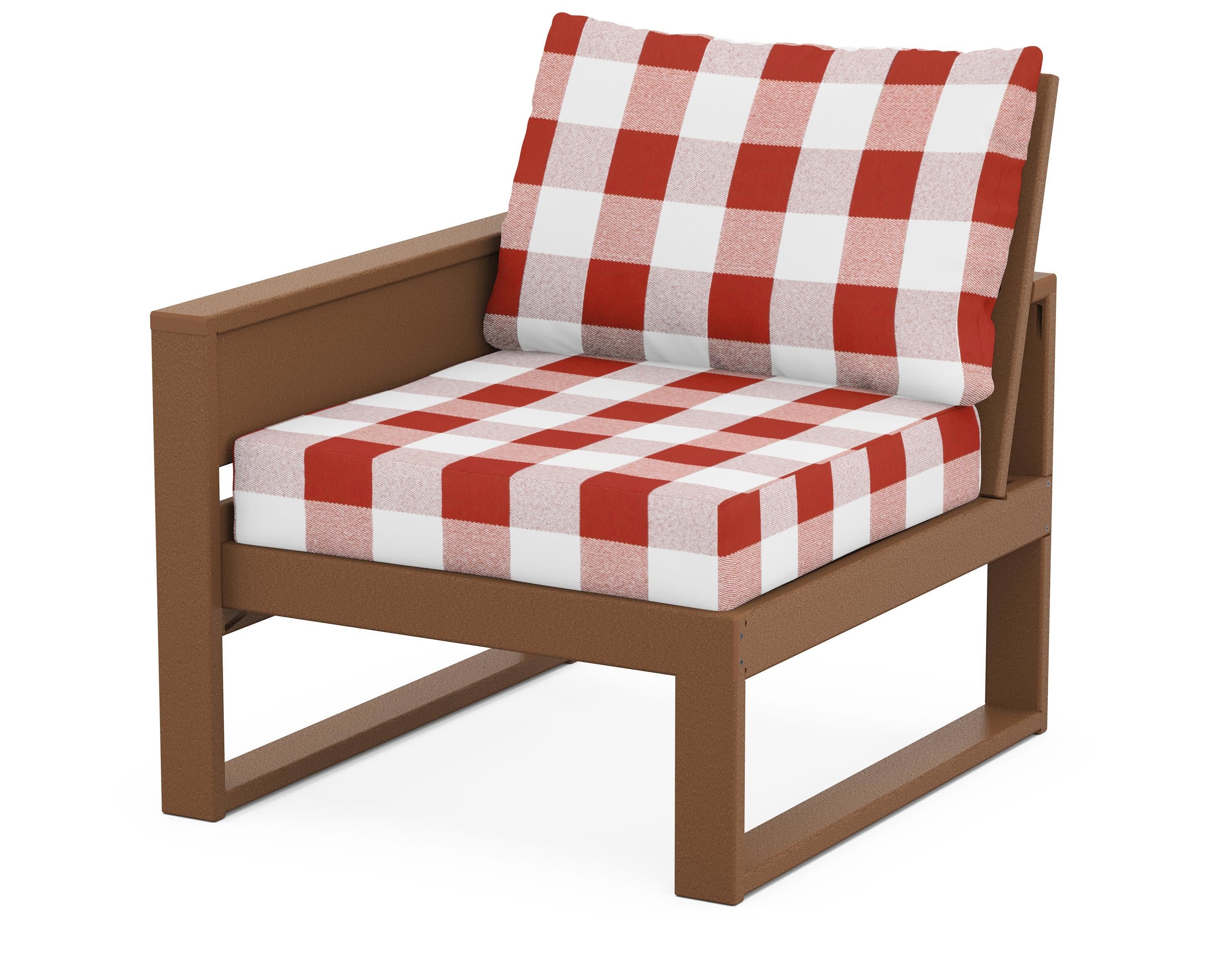 Eastport Modular Left Arm Chair in Tree House / Buffalo Plaid Crimson