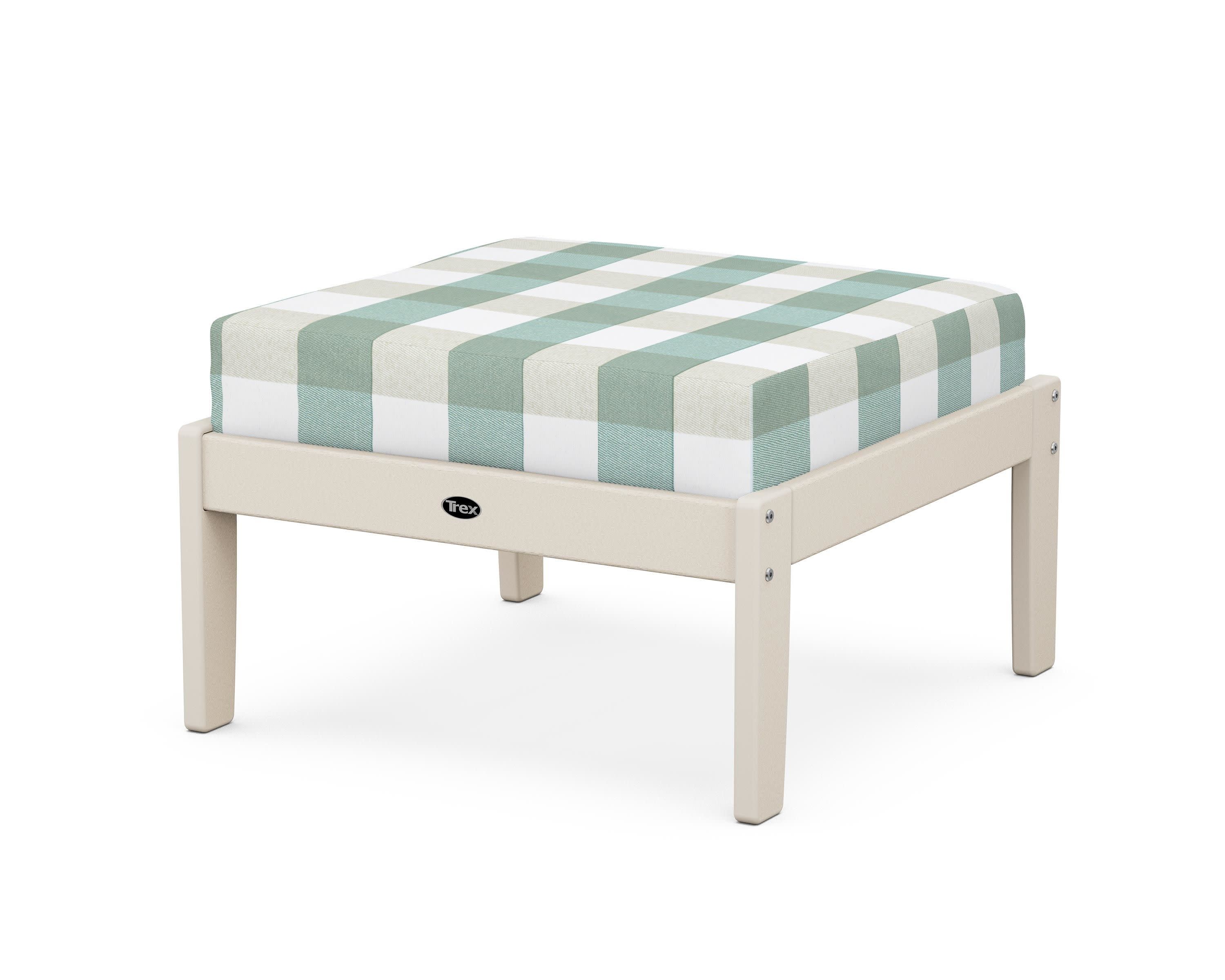 Yacht Club Deep Seating Ottoman in Sand Castle / Buffalo Plaid Glacier Spa