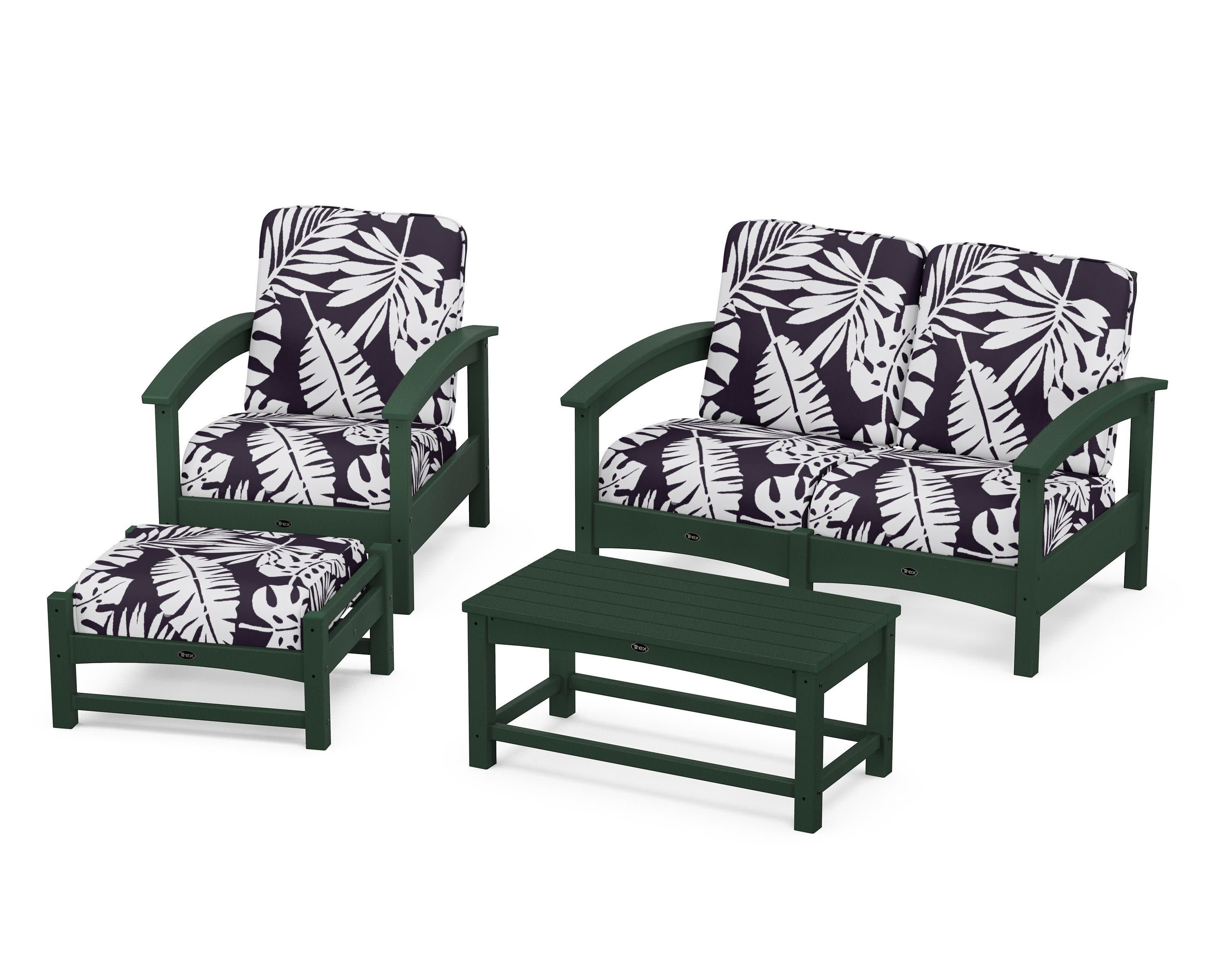 Rockport 4-Piece Deep Seating Conversation Group in Rainforest Canopy / Leaf Navy