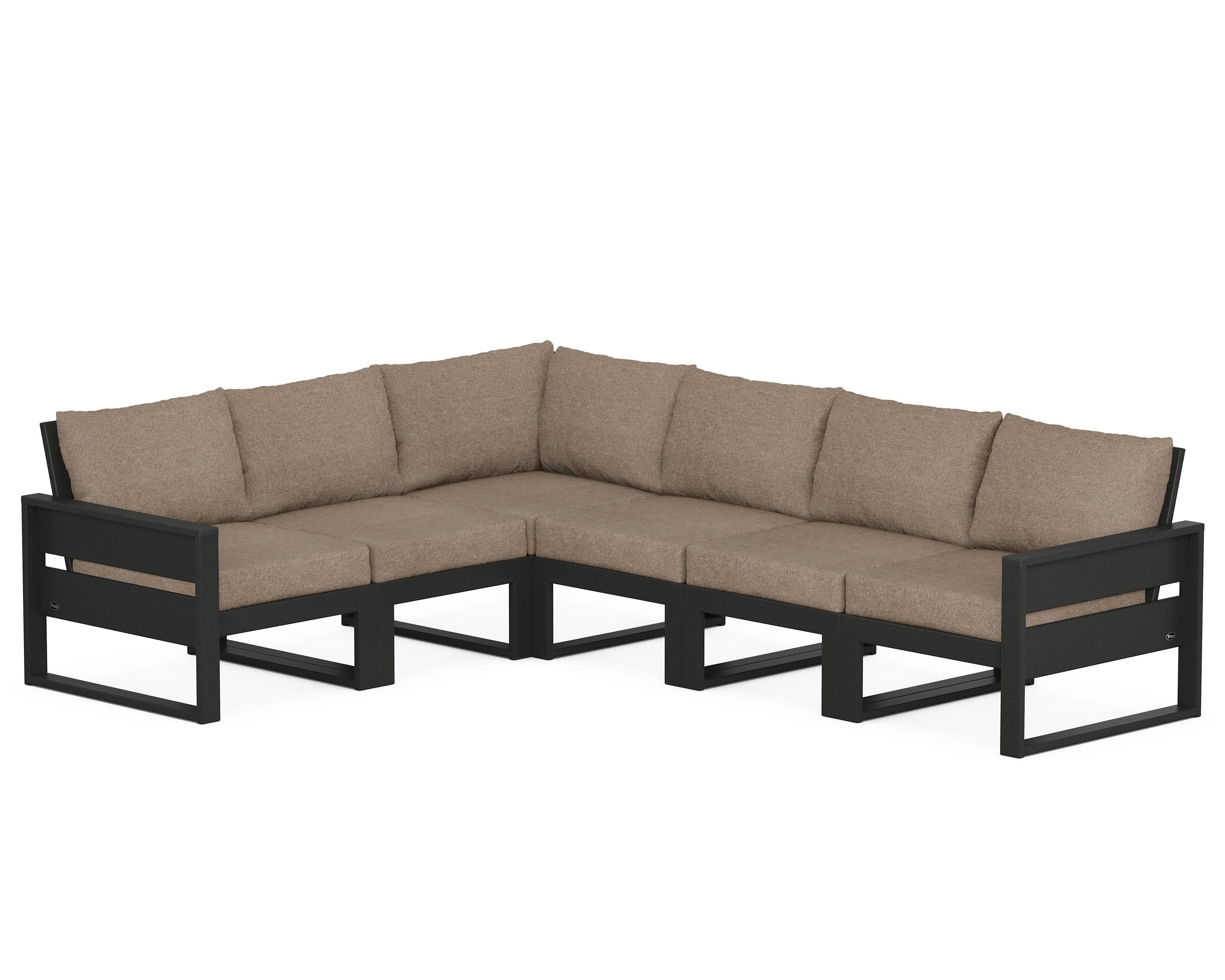 Eastport 6-Piece Sectional in Charcoal Black / Spiced Burlap