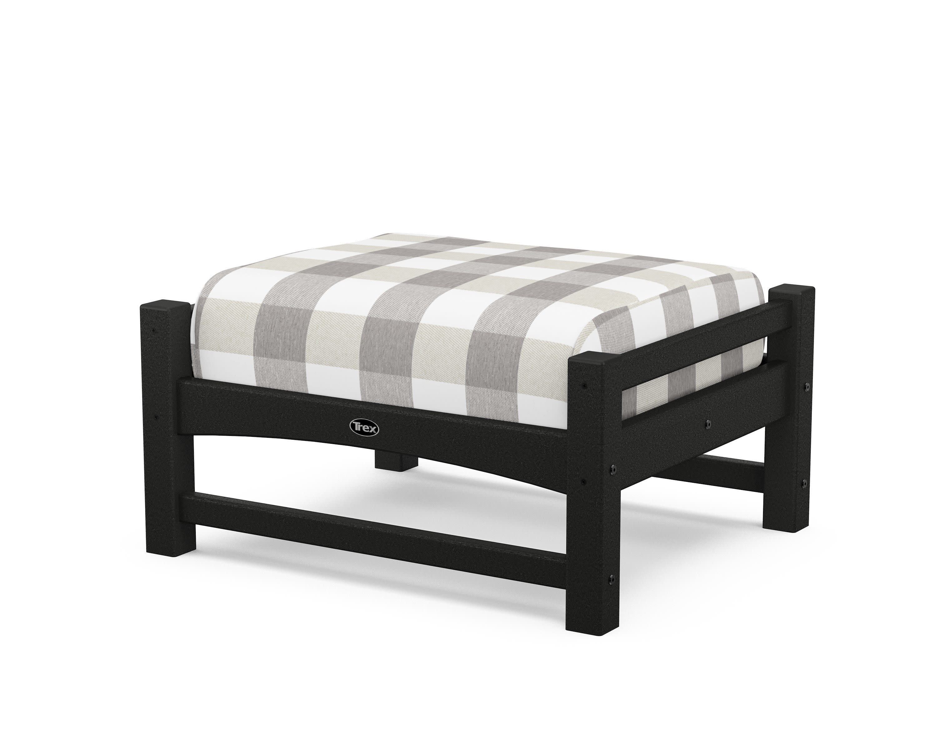 Rockport Club Ottoman in Charcoal Black / Buffalo Plaid Grey Mist