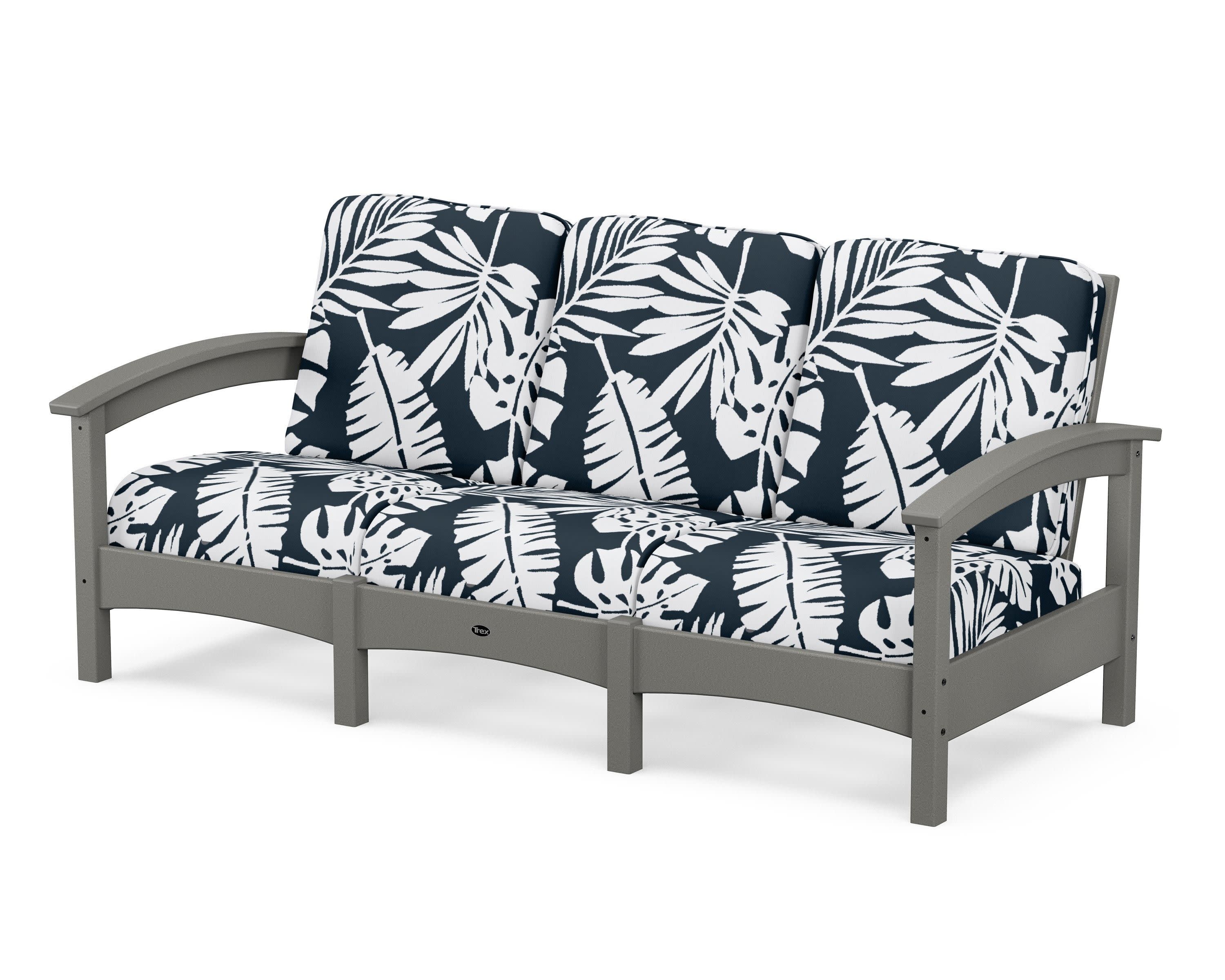 Rockport Club Sofa in Stepping Stone / Leaf Marine Indigo