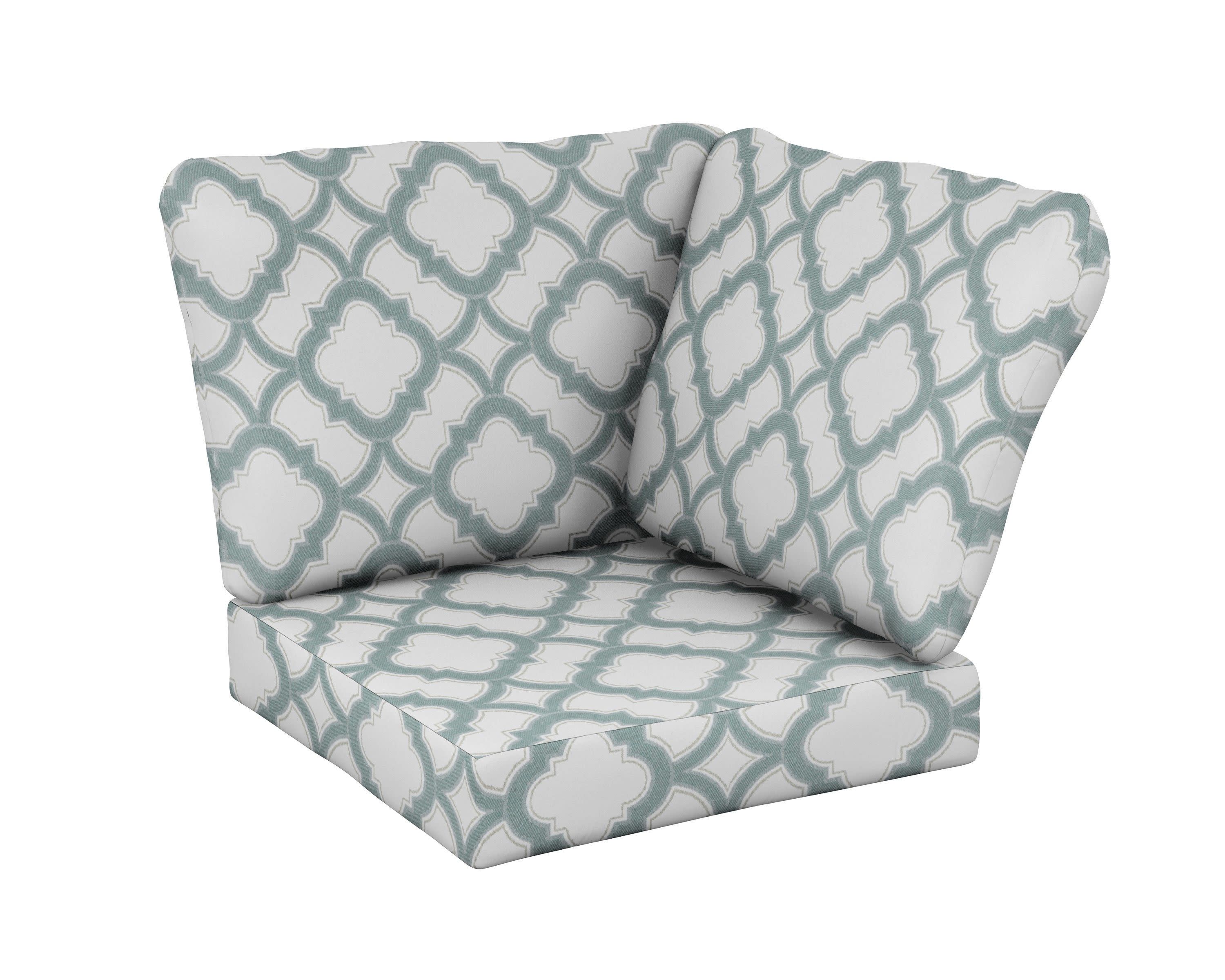 Baffle Modular Corner Cushion in Trellis Glacier Spa