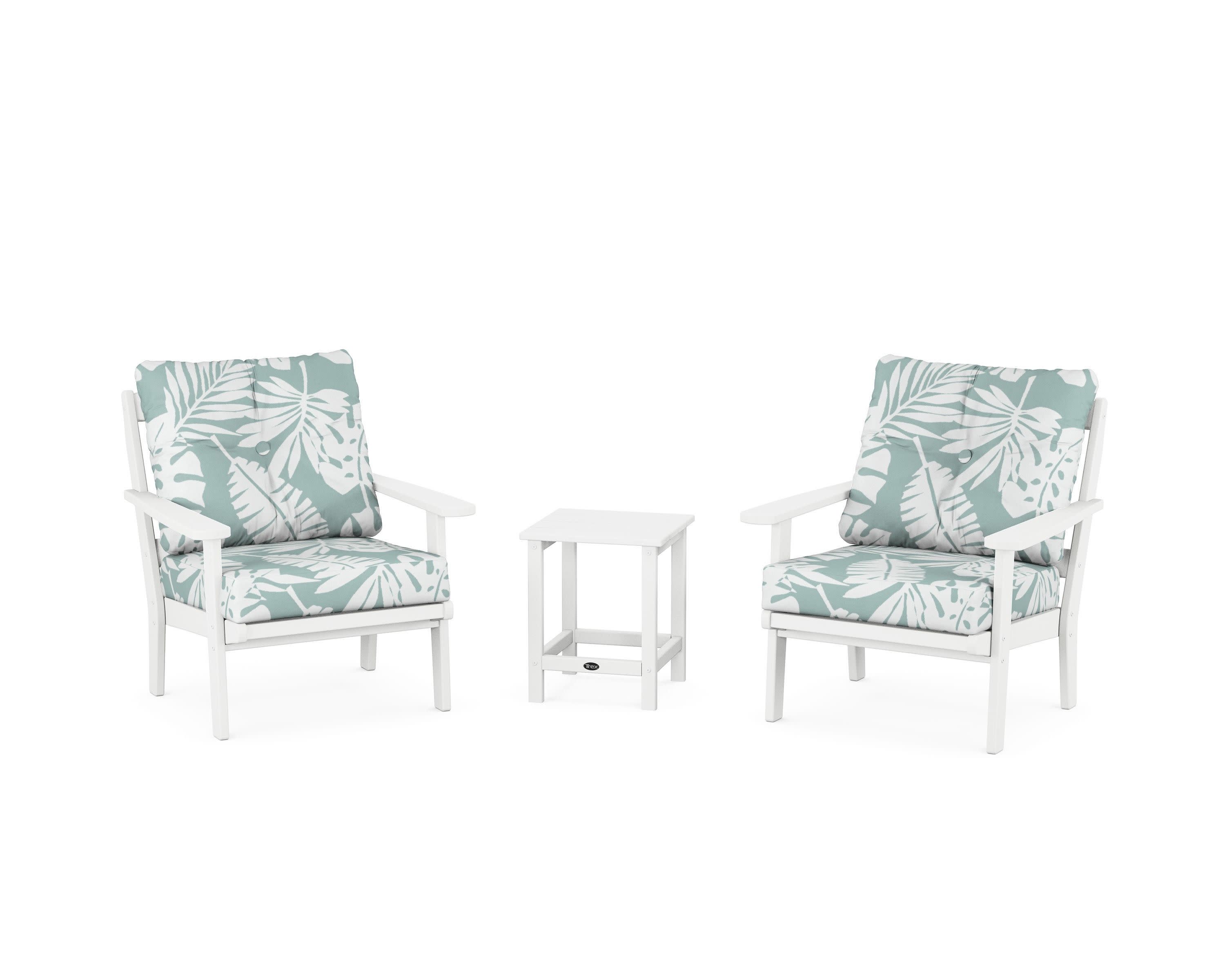 Cape Cod 3-Piece Deep Seating Set in Classic White / Leaf Glacier Spa