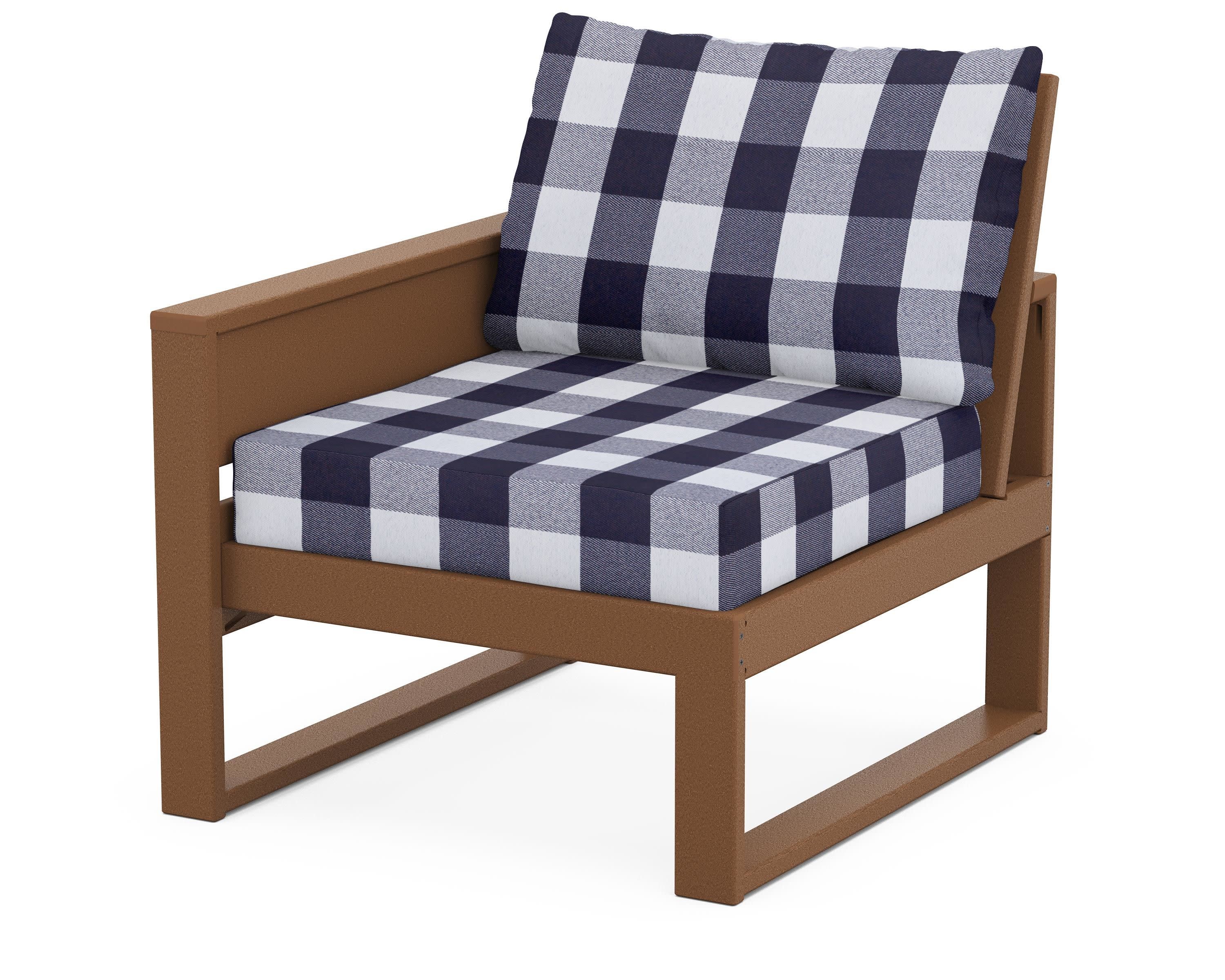 Eastport Modular Left Arm Chair in Tree House / Buffalo Plaid Navy