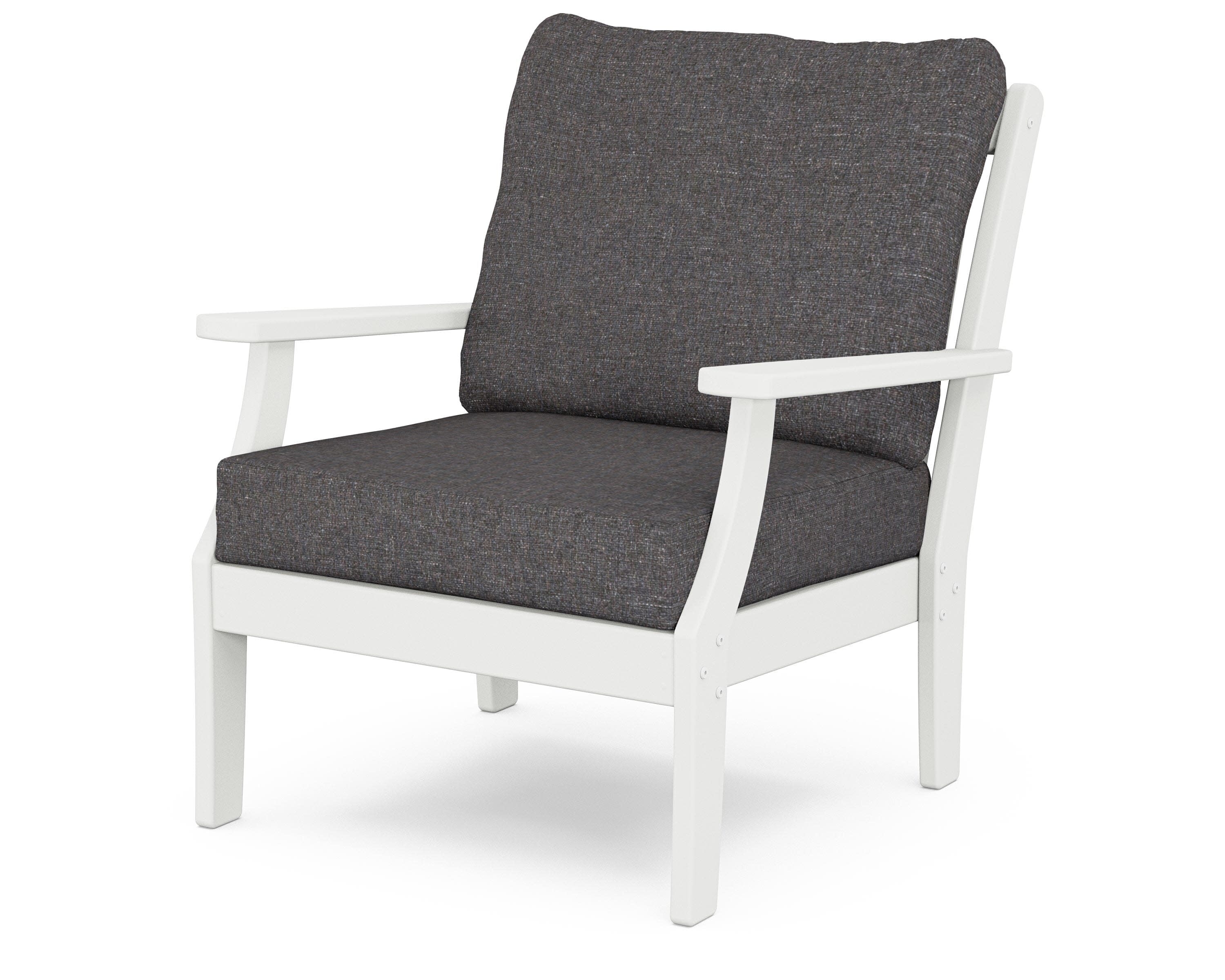 Yacht Club Deep Seating Chair in Classic White / Ash Charcoal