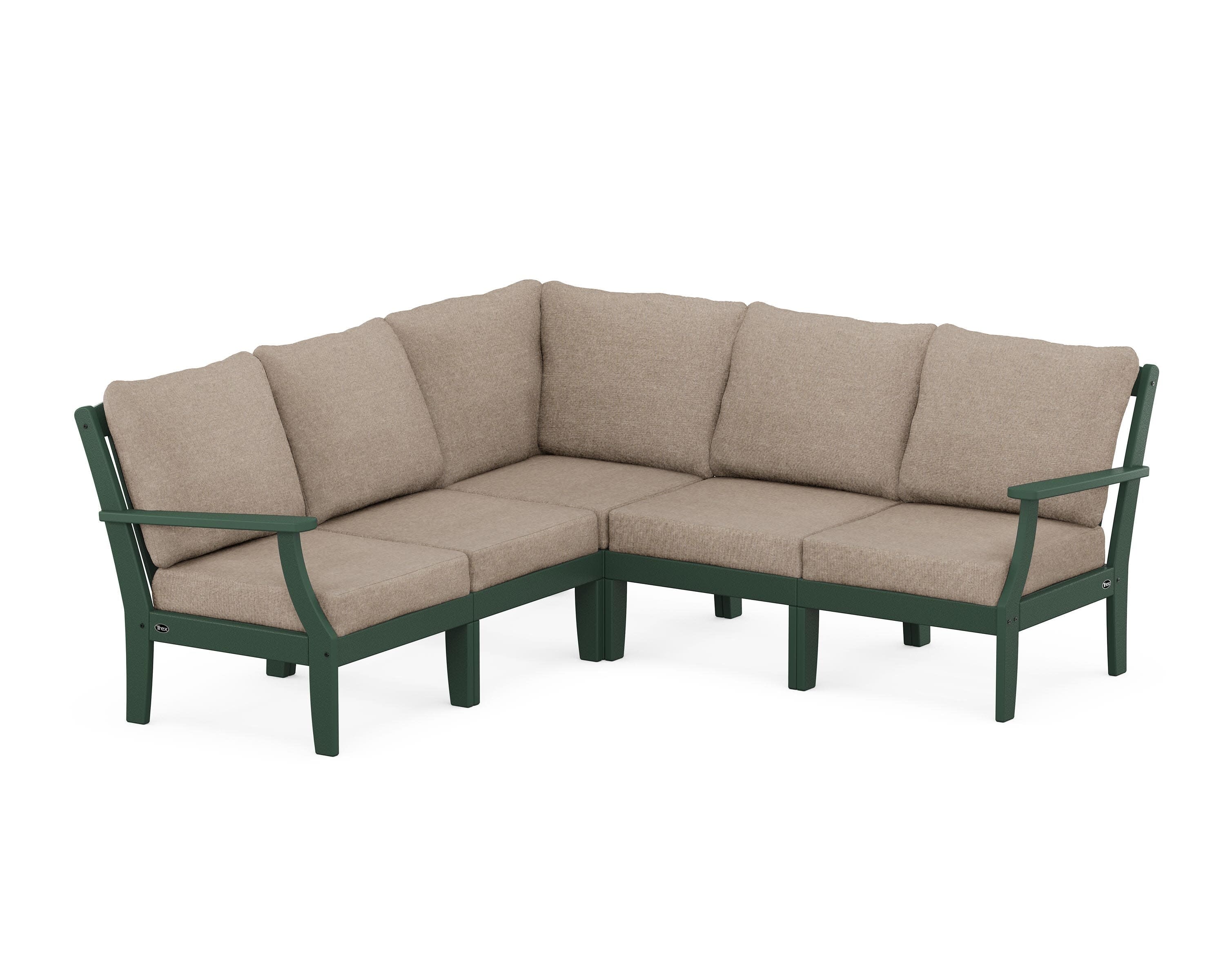 Yacht Club Modular 5-Piece Deep Seating Set in Rainforest Canopy / Spiced Burlap
