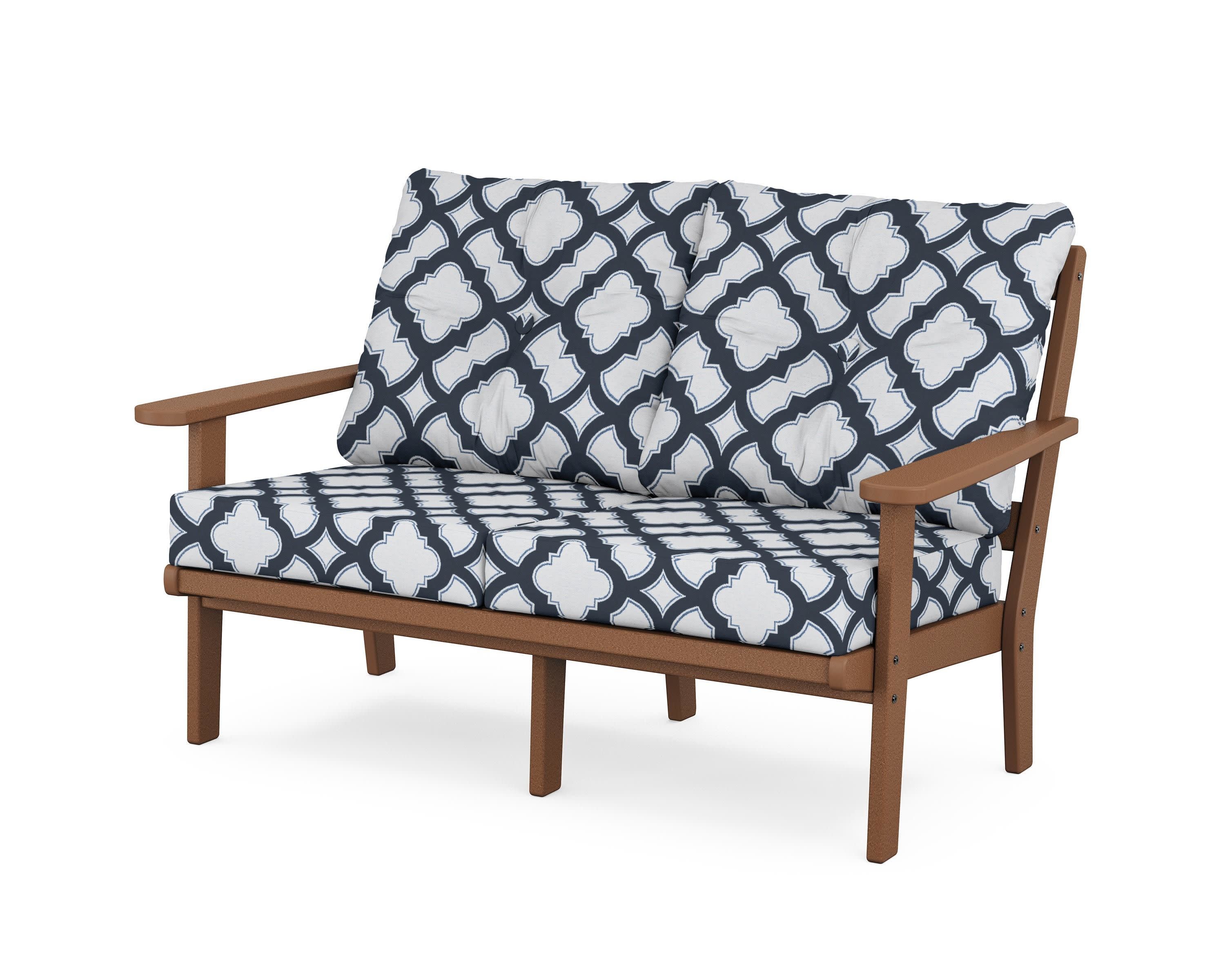 Cape Cod Deep Seating Loveseat in Tree House / Trellis Marine Indigo