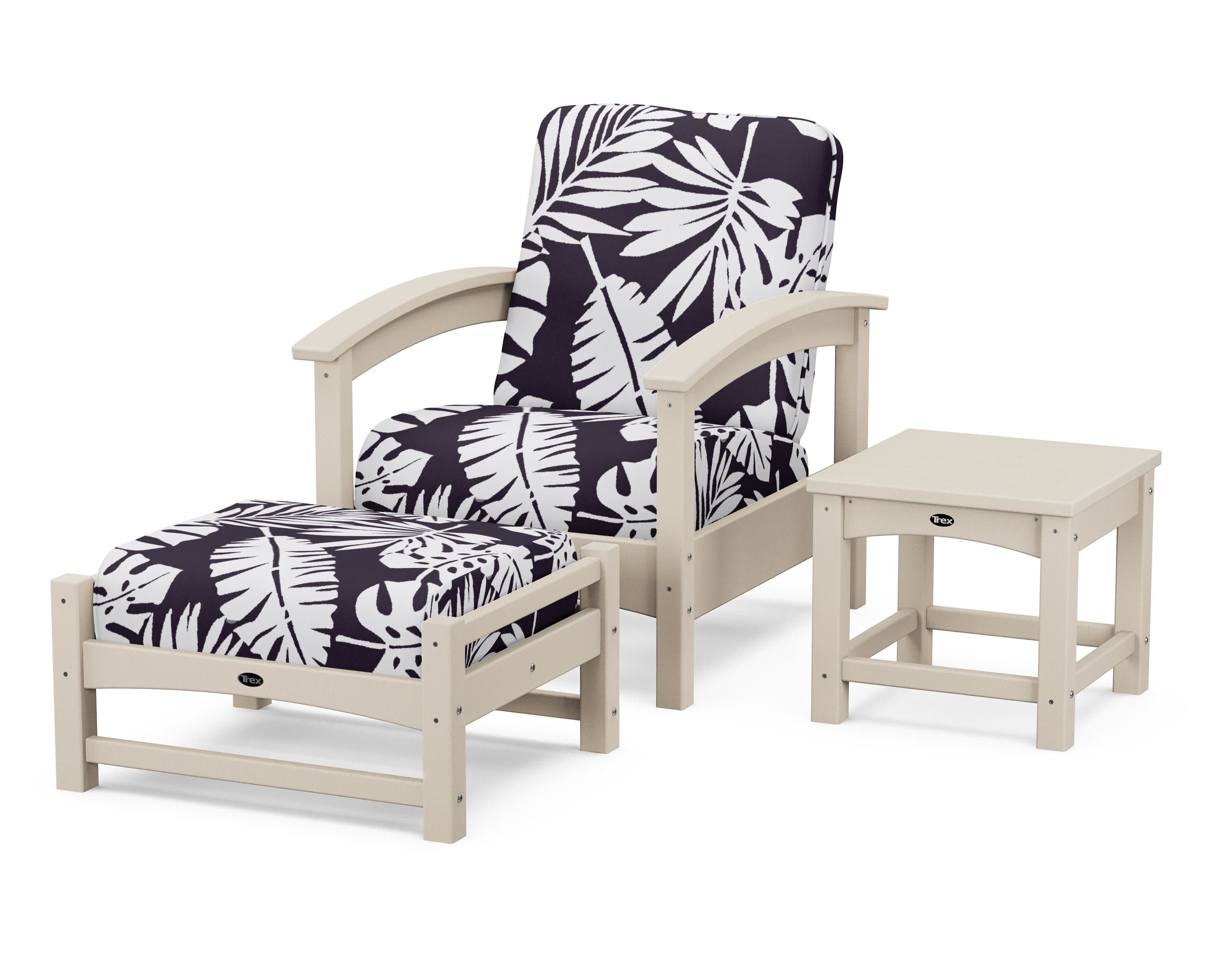 Rockport 3-Piece Deep Seating Set in Sand Castle / Leaf Navy