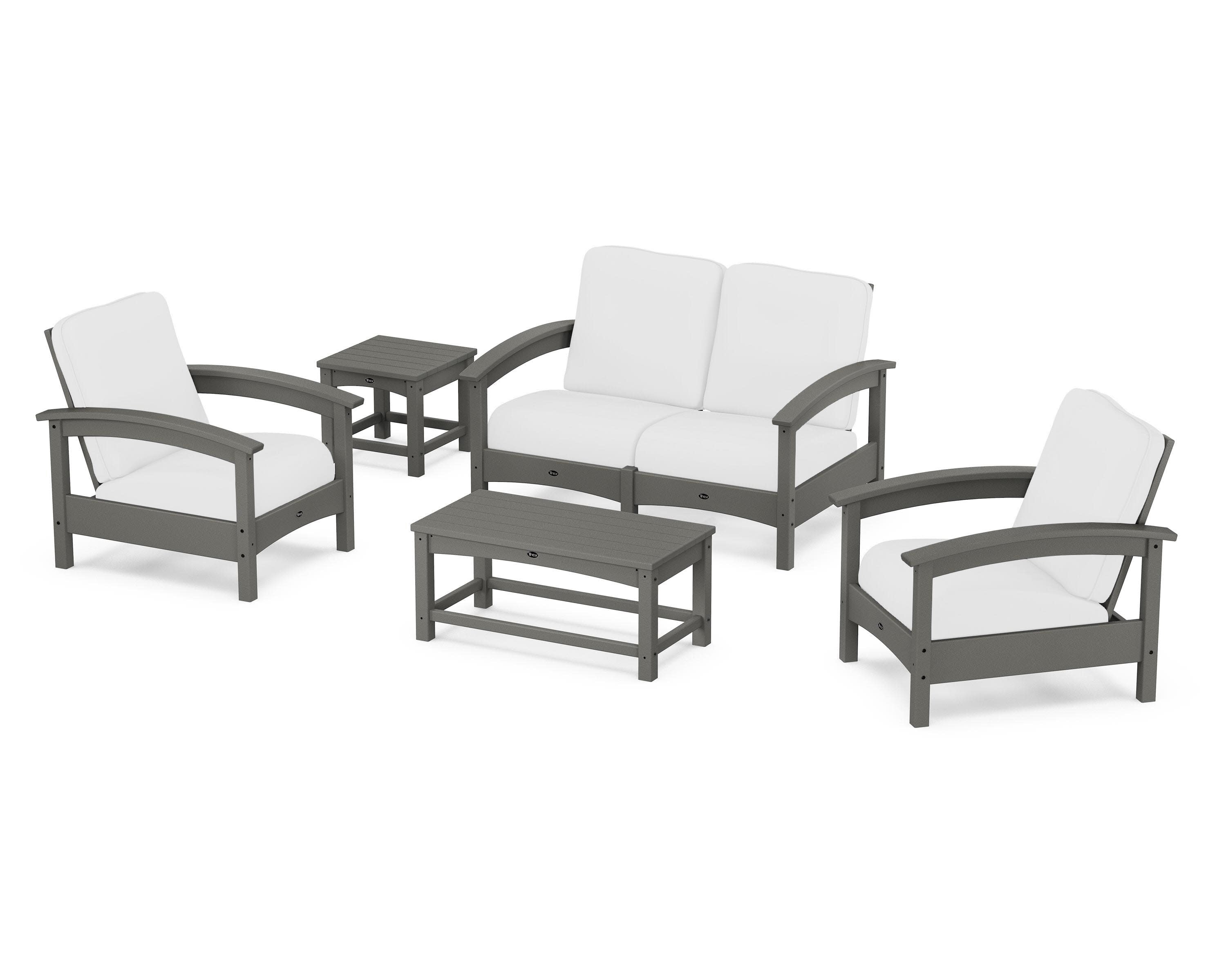 Rockport Club 6-Piece Deep Seating Conversation Set in Stepping Stone / Natural