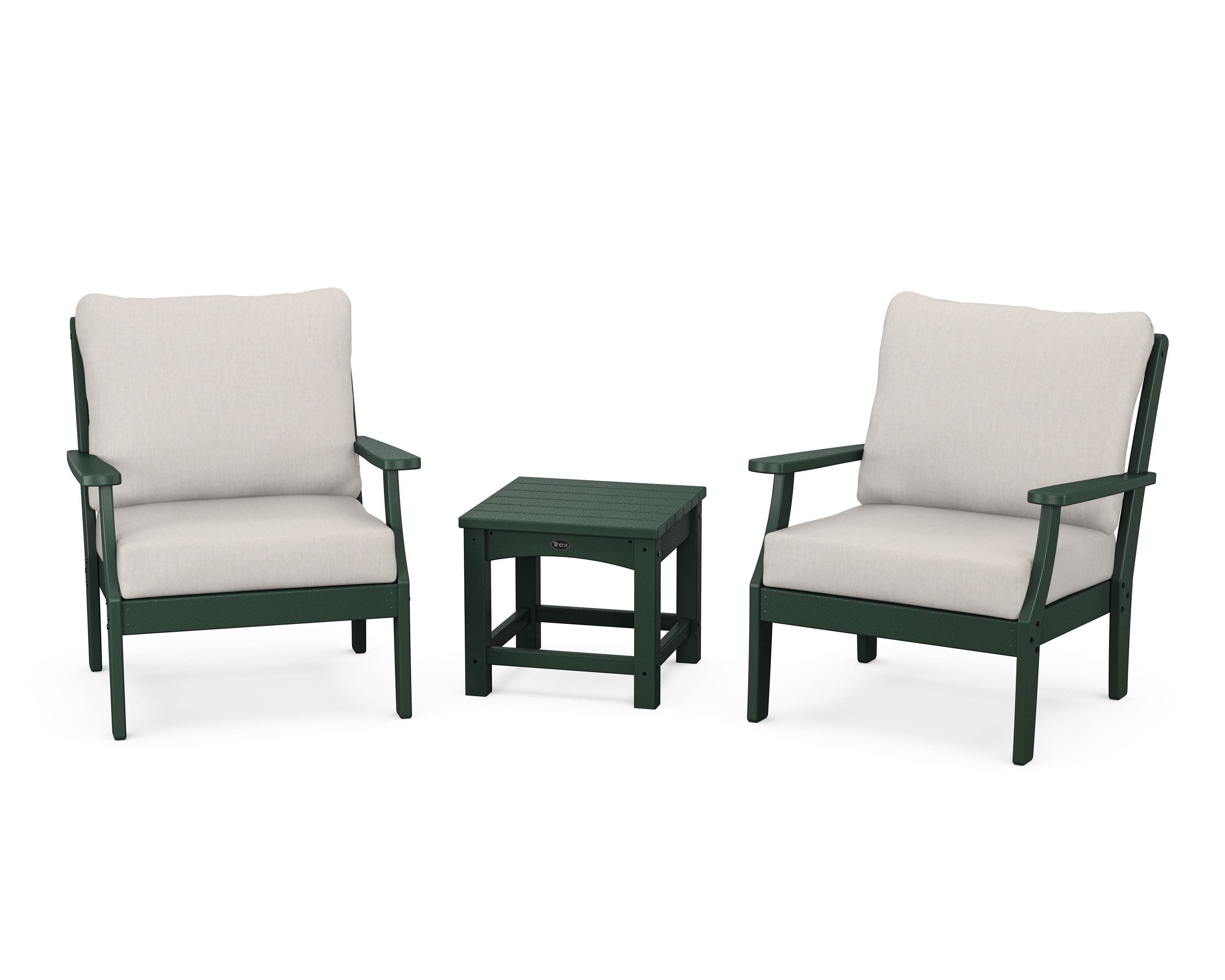 Yacht Club 3-Piece Deep Seating Set in Rainforest Canopy / Cast Ash