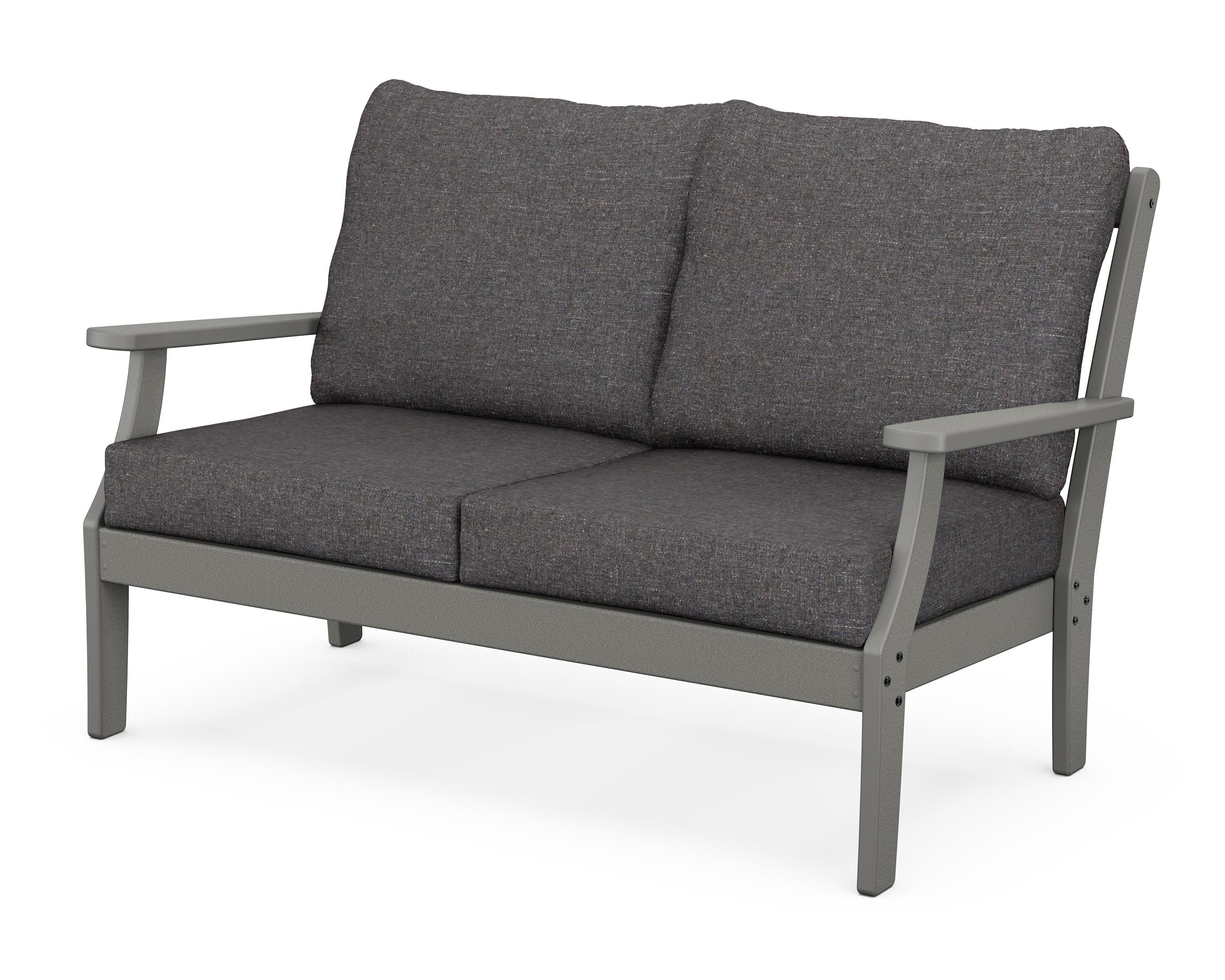 Yacht Club Deep Seating Loveseat in Stepping Stone / Ash Charcoal