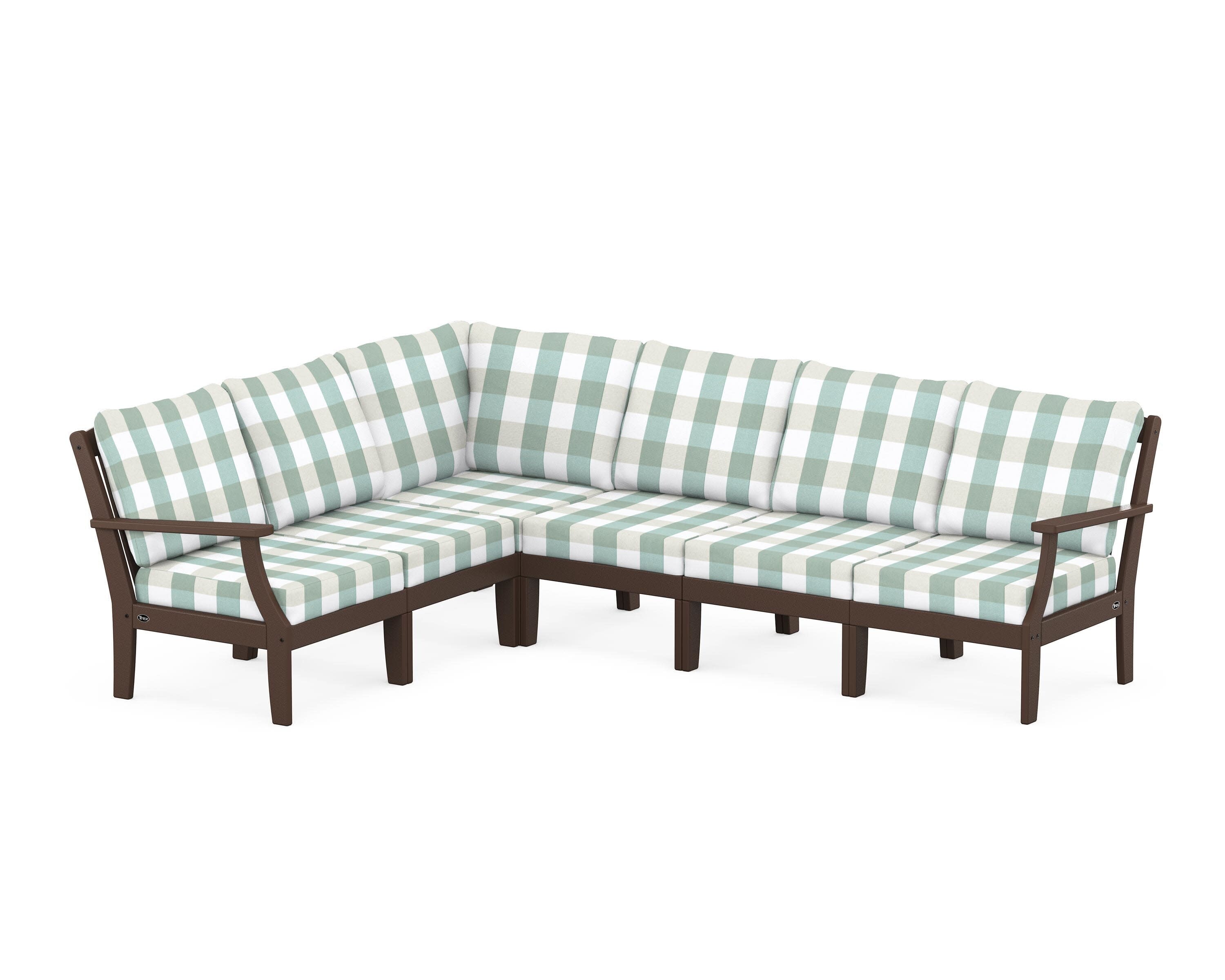Yacht Club Modular 6-Piece Deep Seating Set in Vintage Lantern / Buffalo Plaid Glacier Spa