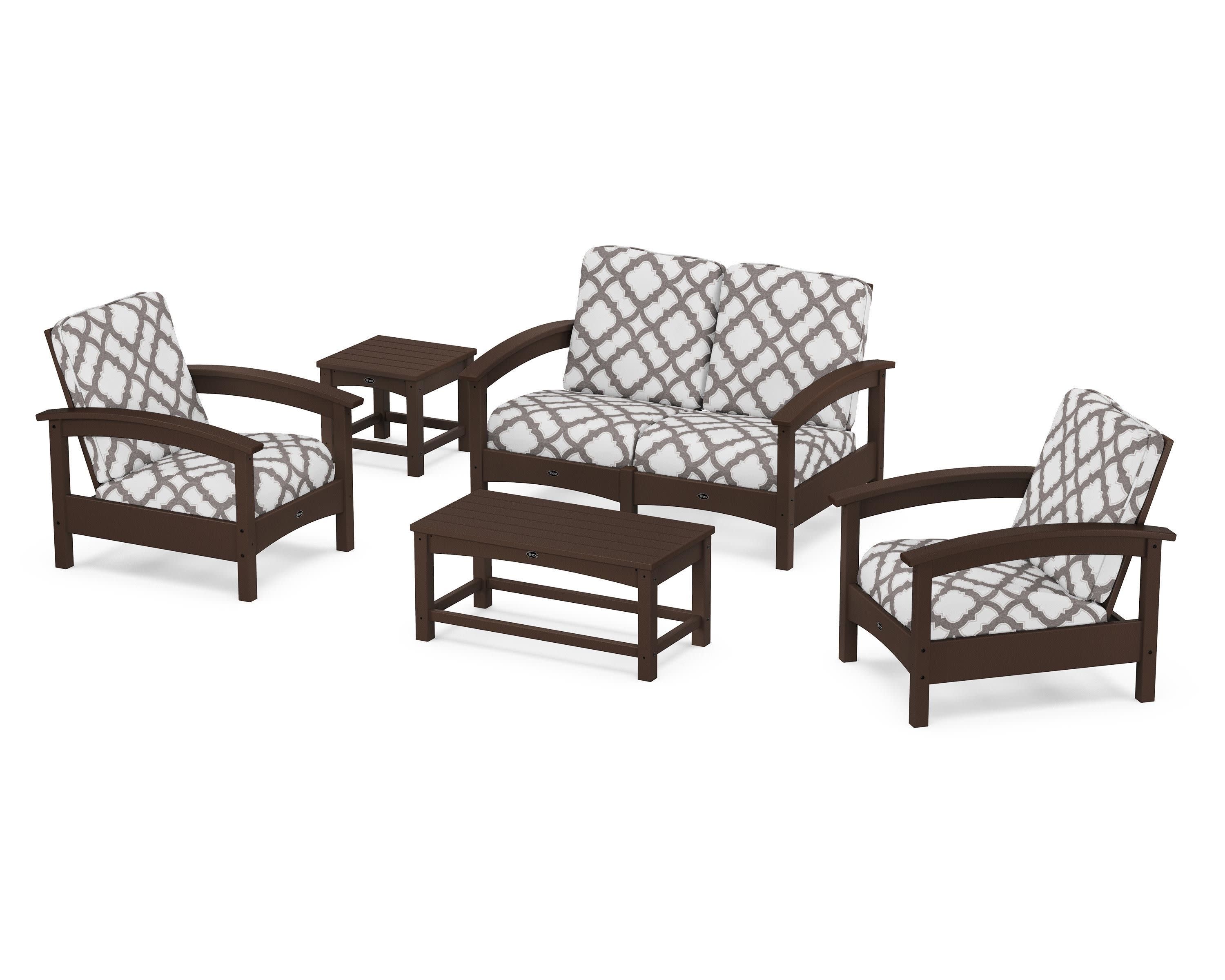 Rockport Club 6-Piece Deep Seating Conversation Set in Vintage Lantern / Trellis Grey Mist
