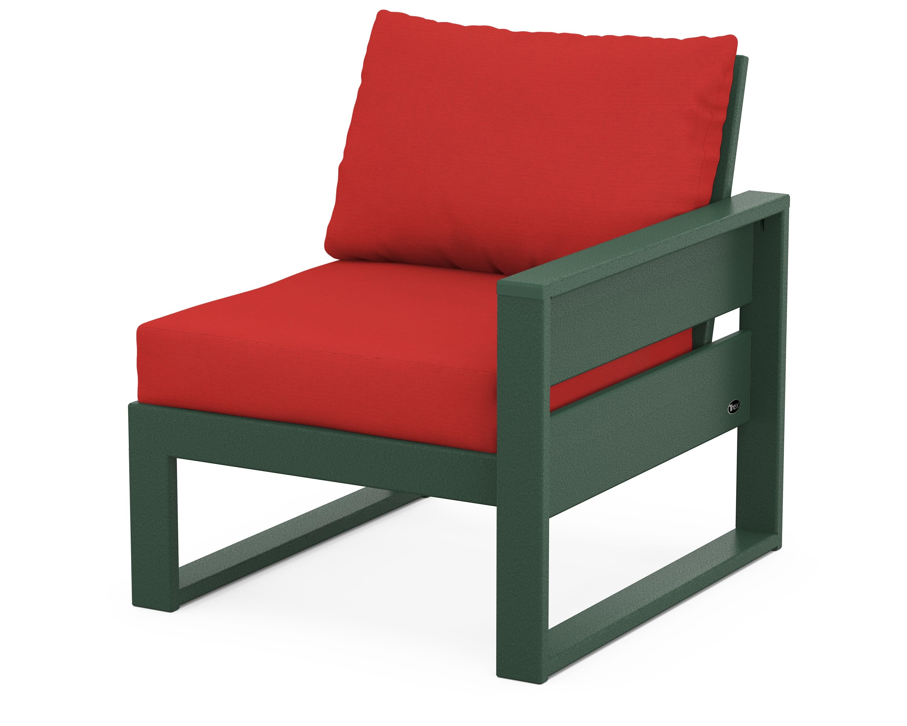 Eastport Modular Right Arm Chair in Rainforest Canopy / Crimson Linen