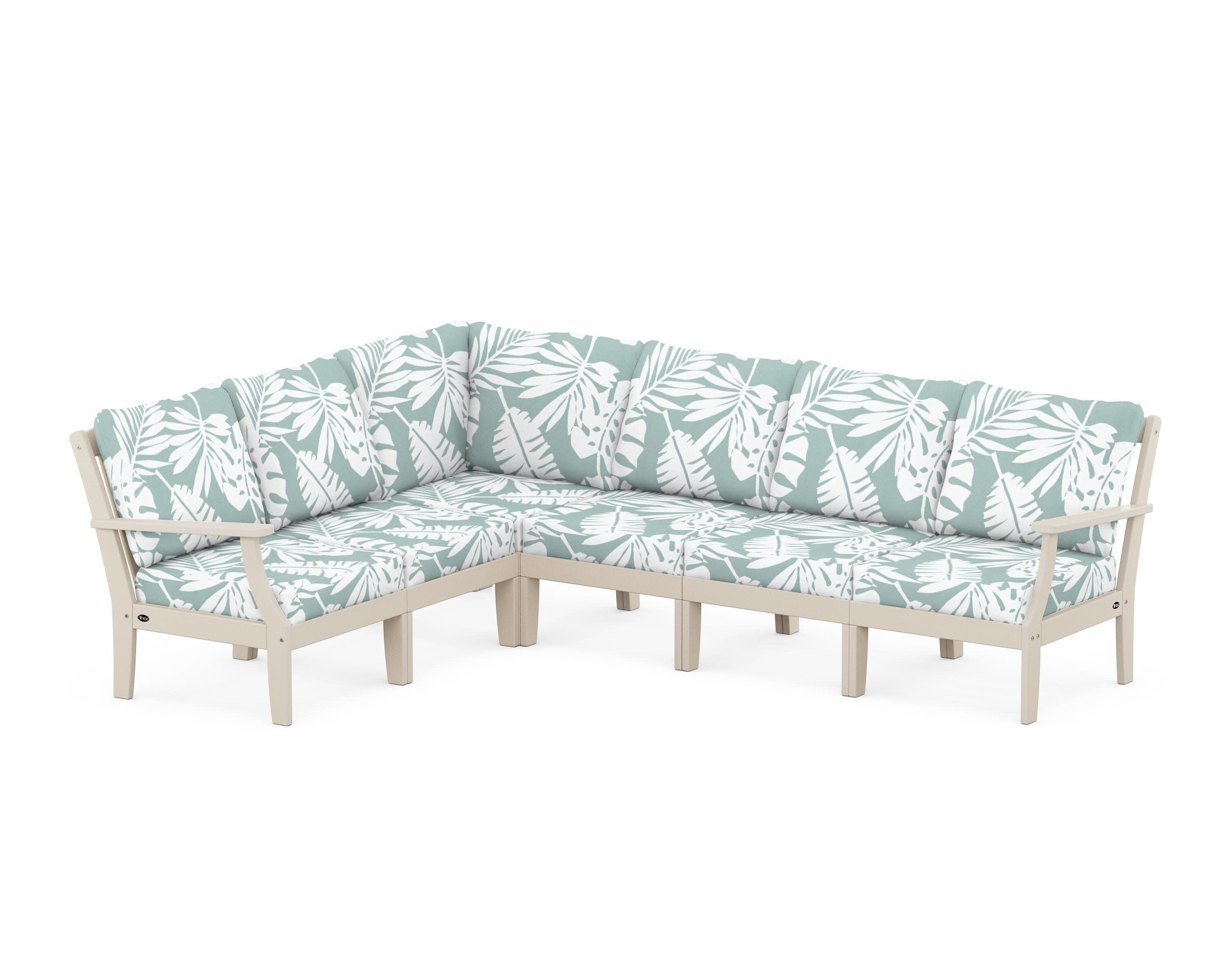 Yacht Club Modular 6-Piece Deep Seating Set in Sand Castle / Leaf Glacier Spa