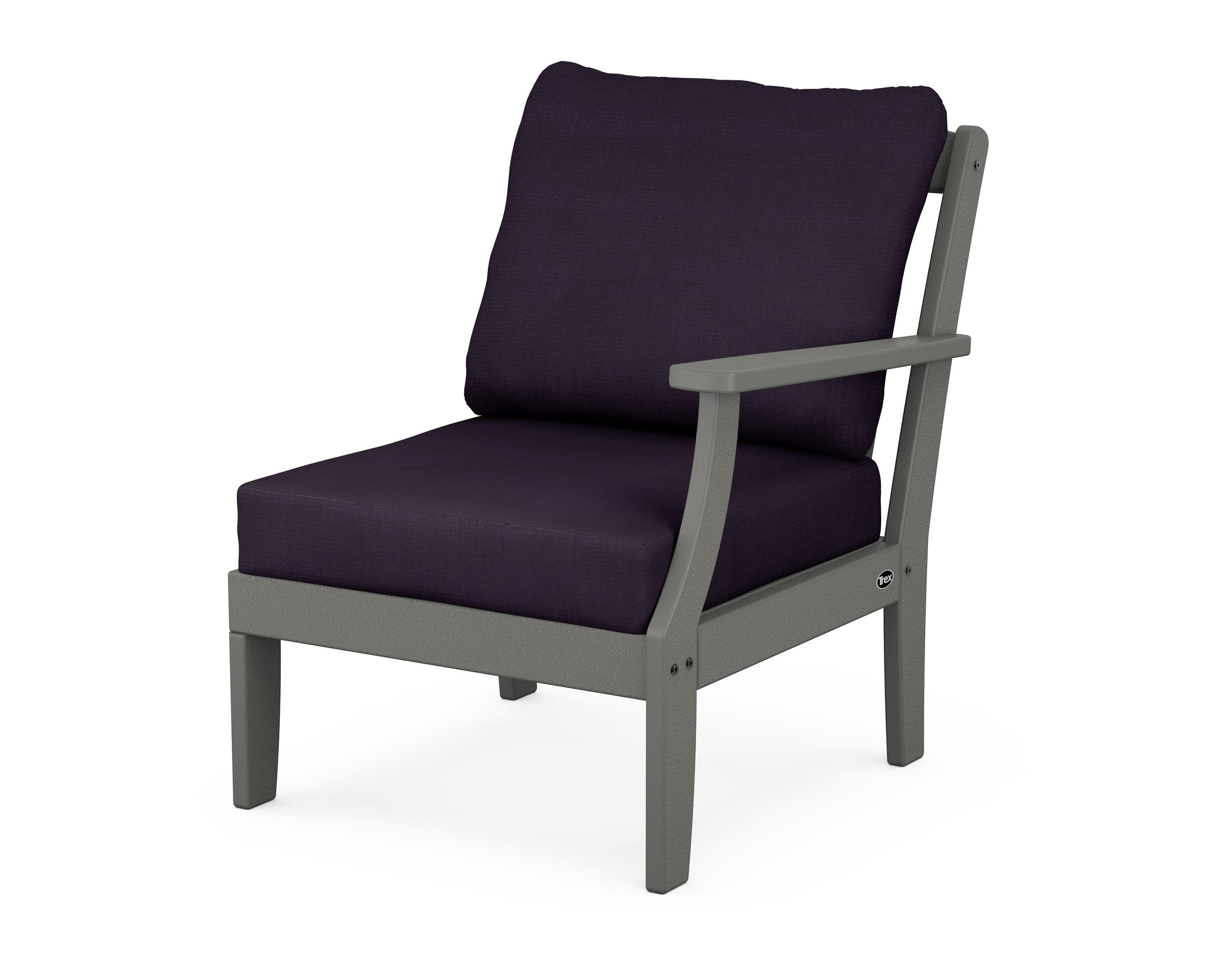 Yacht Club Modular Right Arm Chair in Stepping Stone / Navy Linen