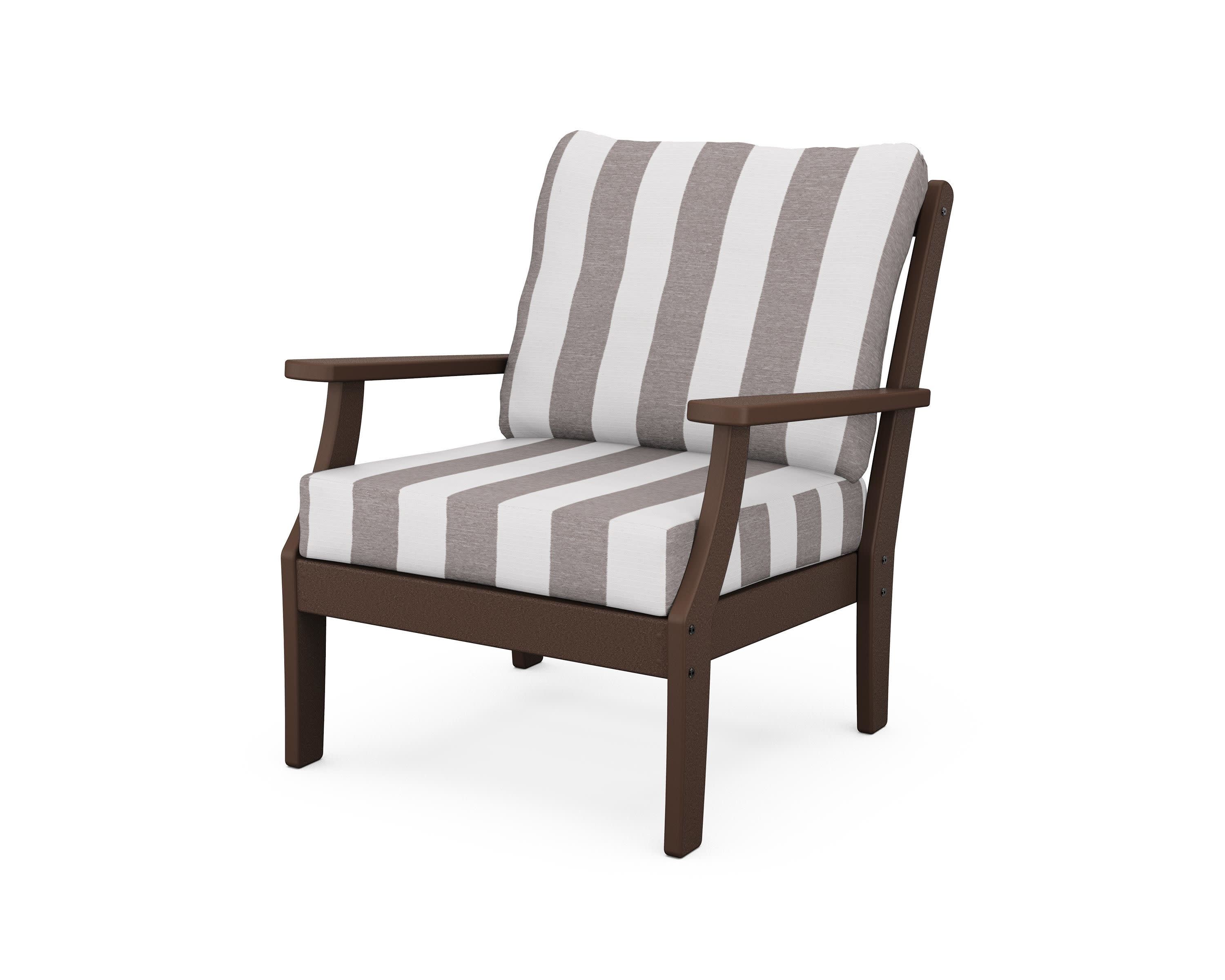 Yacht Club Deep Seating Chair in Vintage Lantern / Cabana Stripe Grey Mist