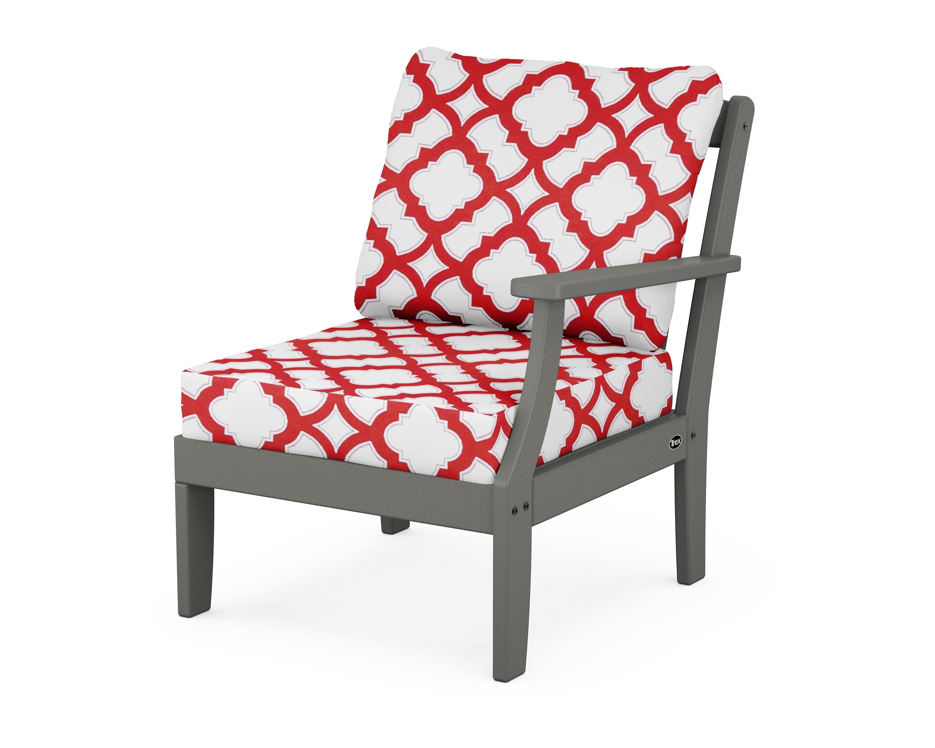 Yacht Club Modular Right Arm Chair in Stepping Stone / Trellis Crimson