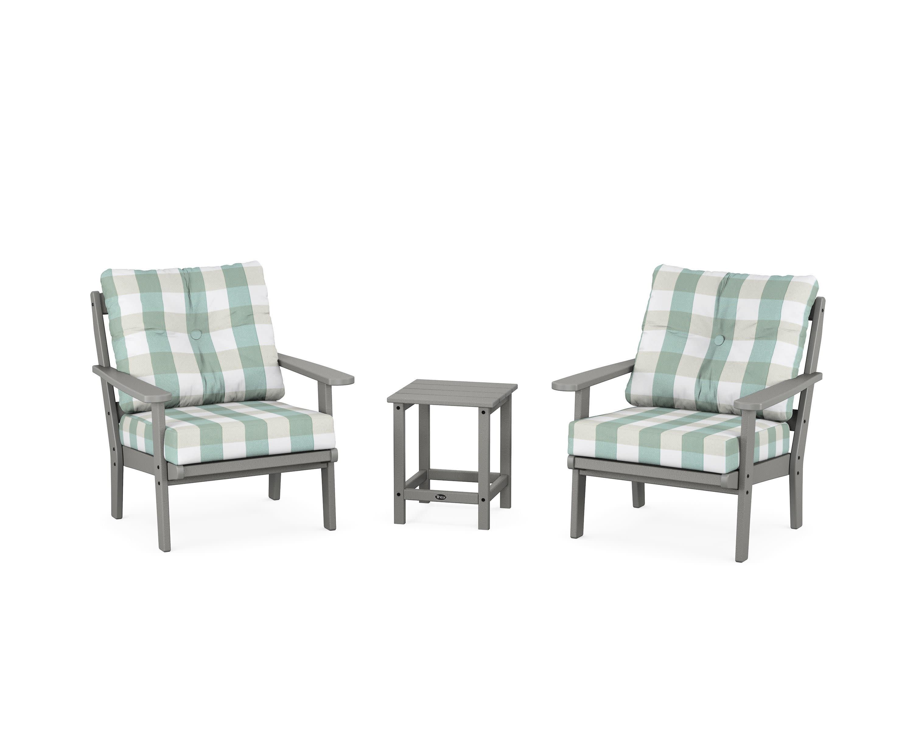 Cape Cod 3-Piece Deep Seating Set in Stepping Stone / Buffalo Plaid Glacier Spa