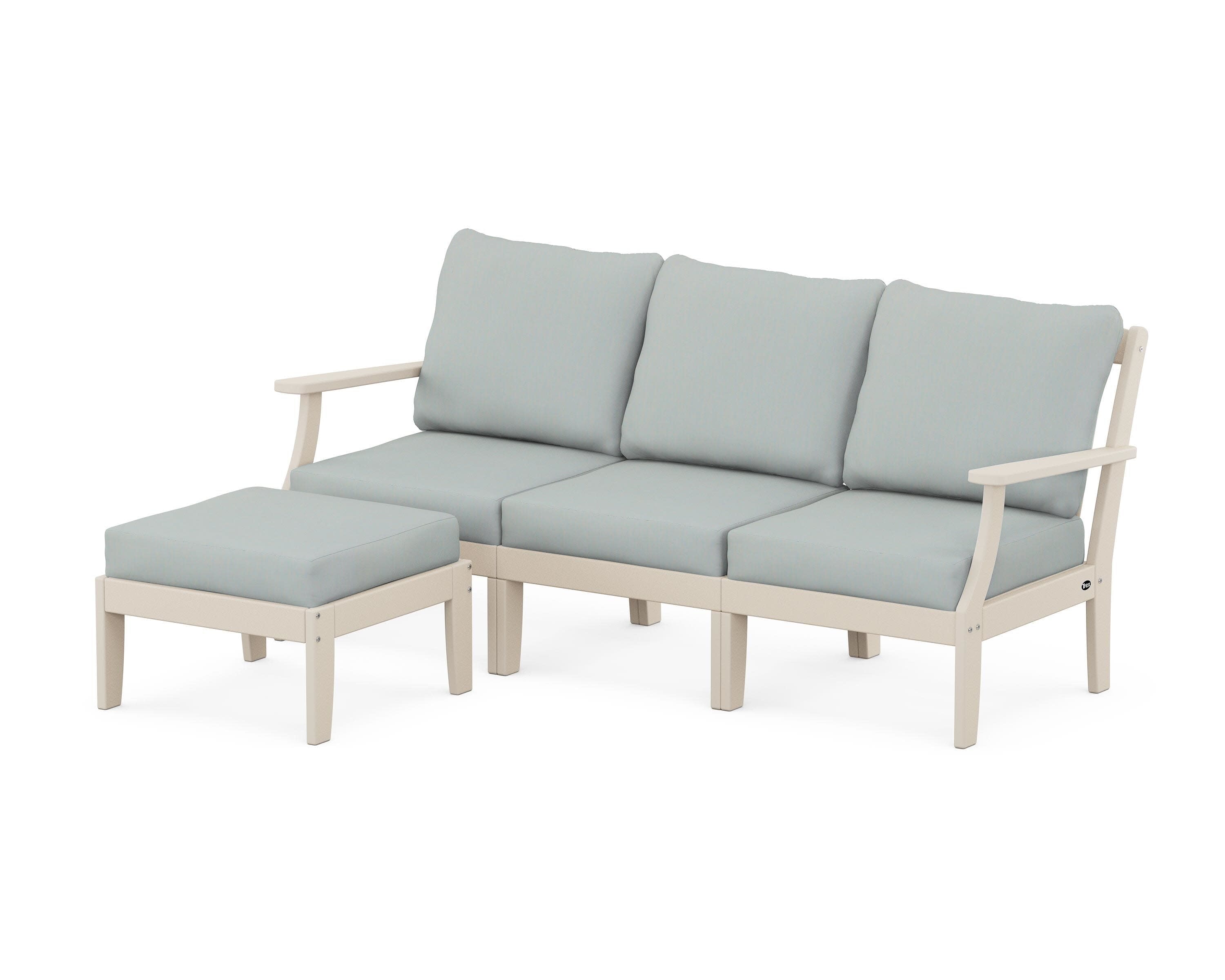 Yacht Club Modular 4-Piece Deep Seating Set with Ottoman in Sand Castle / Spa