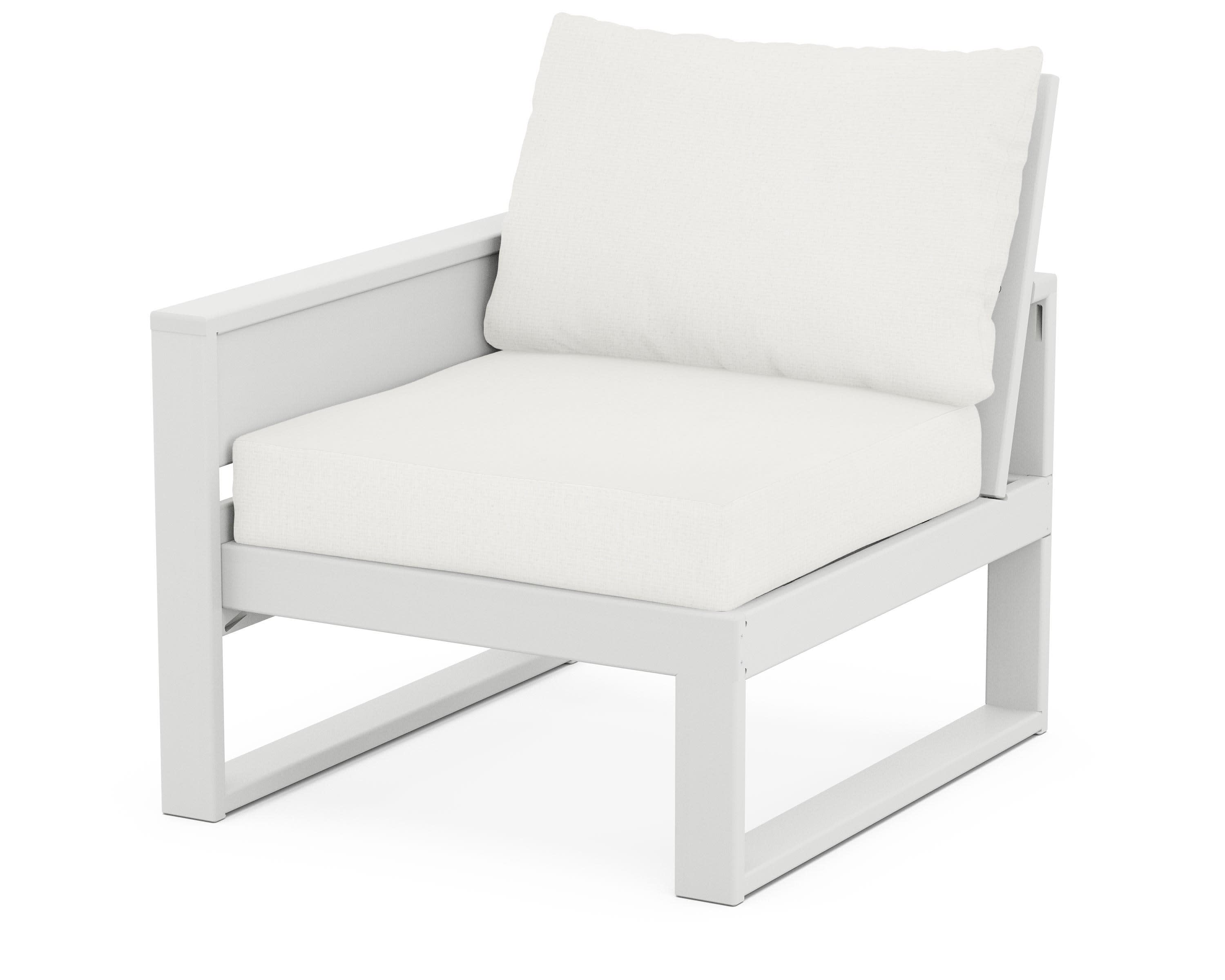 Eastport Modular Left Arm Chair in Classic White / Natural Linen