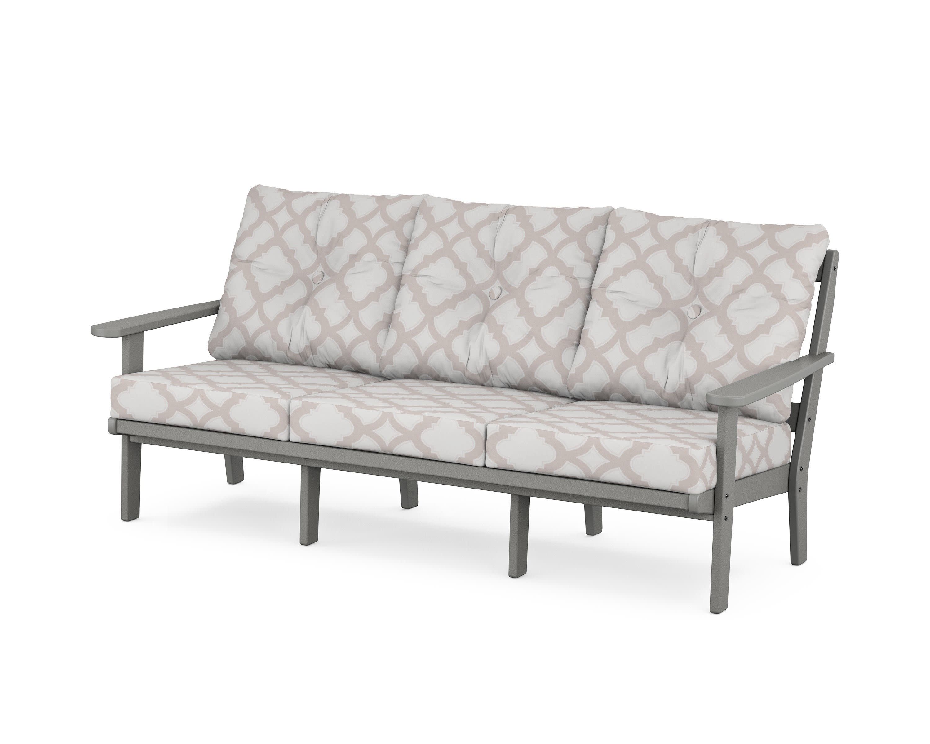 Cape Cod Deep Seating Sofa in Stepping Stone / Trellis Dune Burlap