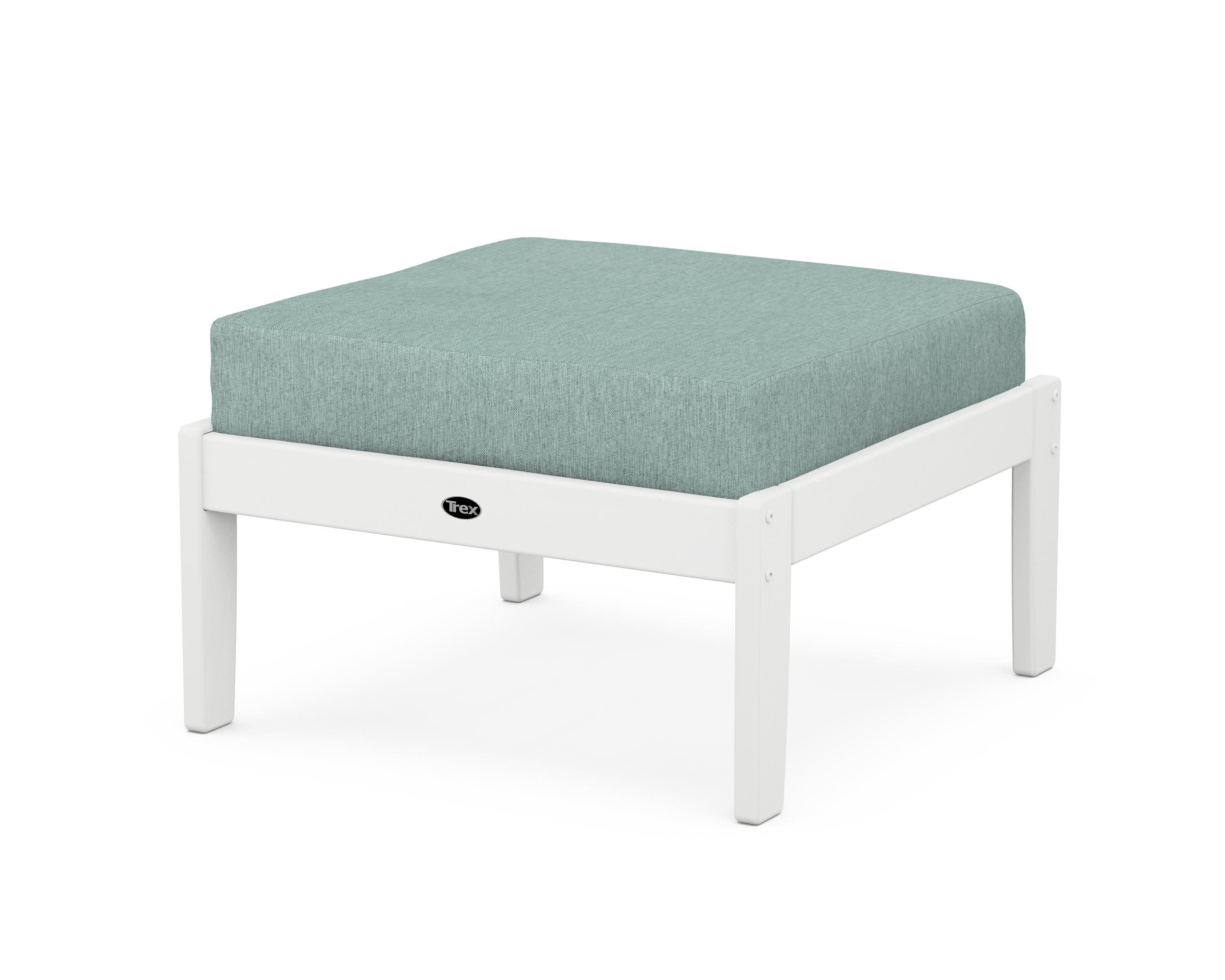 Yacht Club Deep Seating Ottoman in Classic White / Glacier Spa