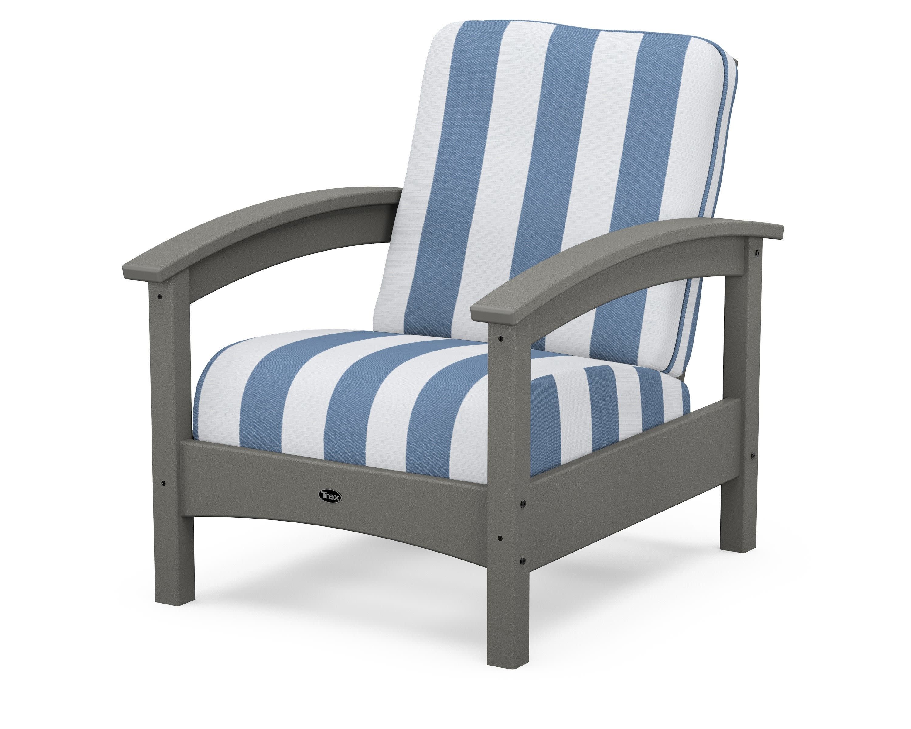 Rockport Club Chair in Stepping Stone / Cabana Stripe Sky Blue