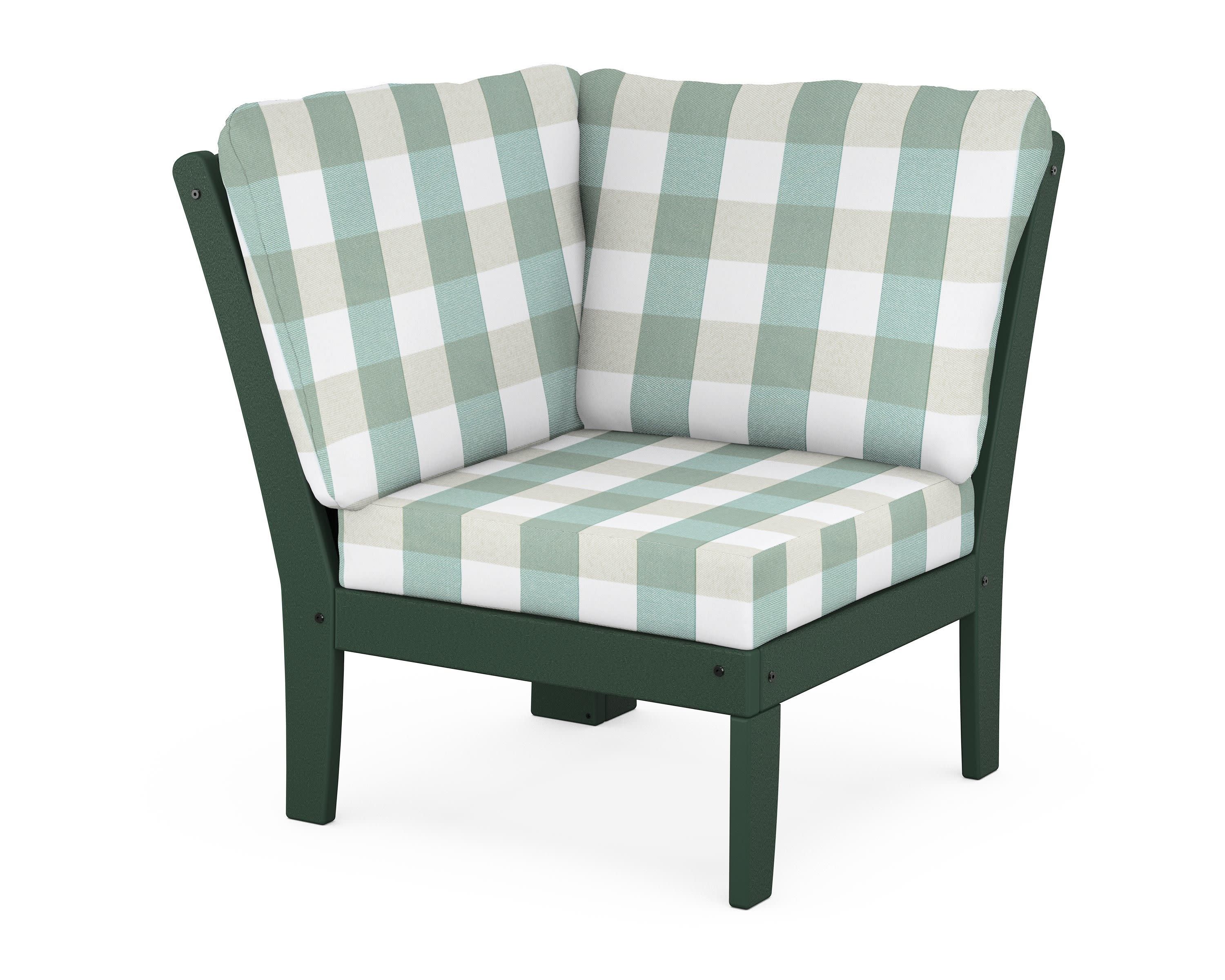 Yacht Club Modular Corner Chair in Rainforest Canopy / Buffalo Plaid Glacier Spa