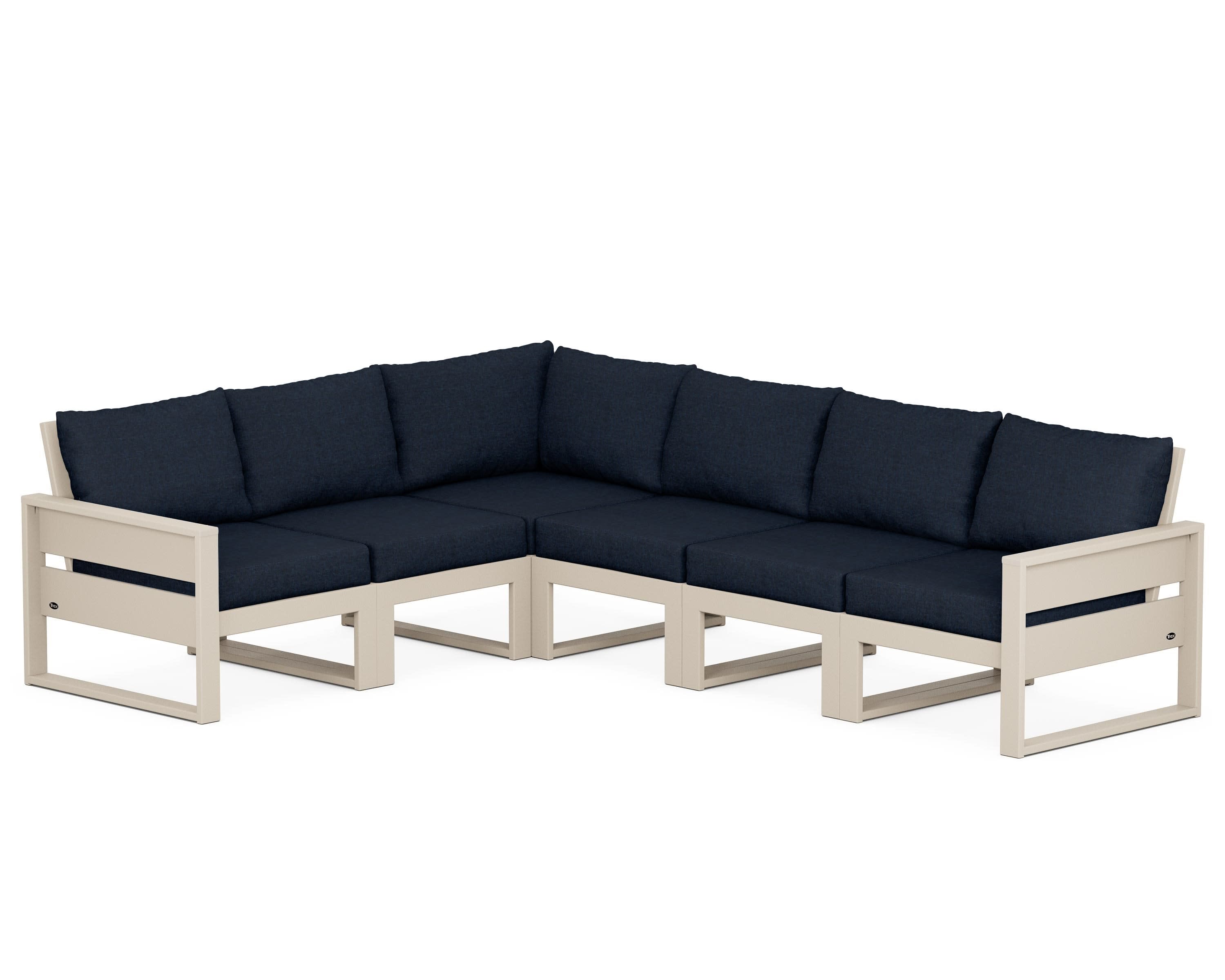 Eastport 6-Piece Sectional in Sand Castle / Marine Indigo