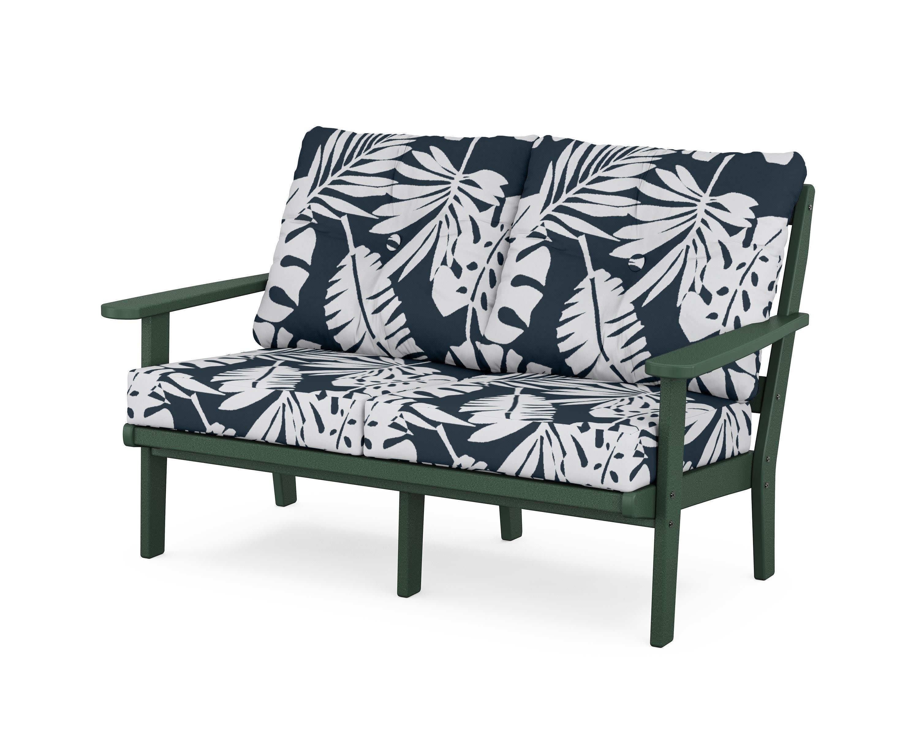 Cape Cod Deep Seating Loveseat in Rainforest Canopy / Leaf Marine Indigo