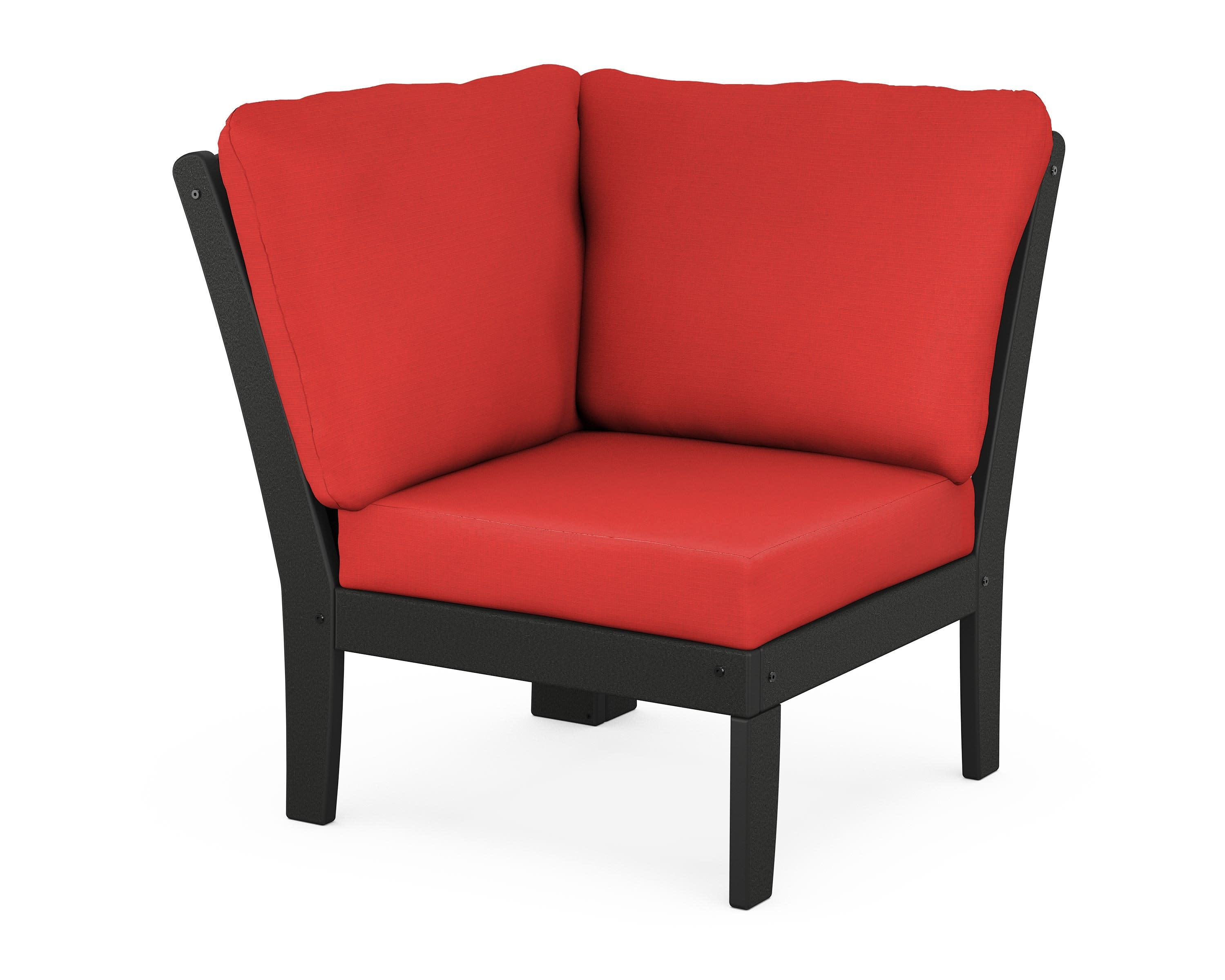 Yacht Club Modular Corner Chair in Charcoal Black / Crimson Linen