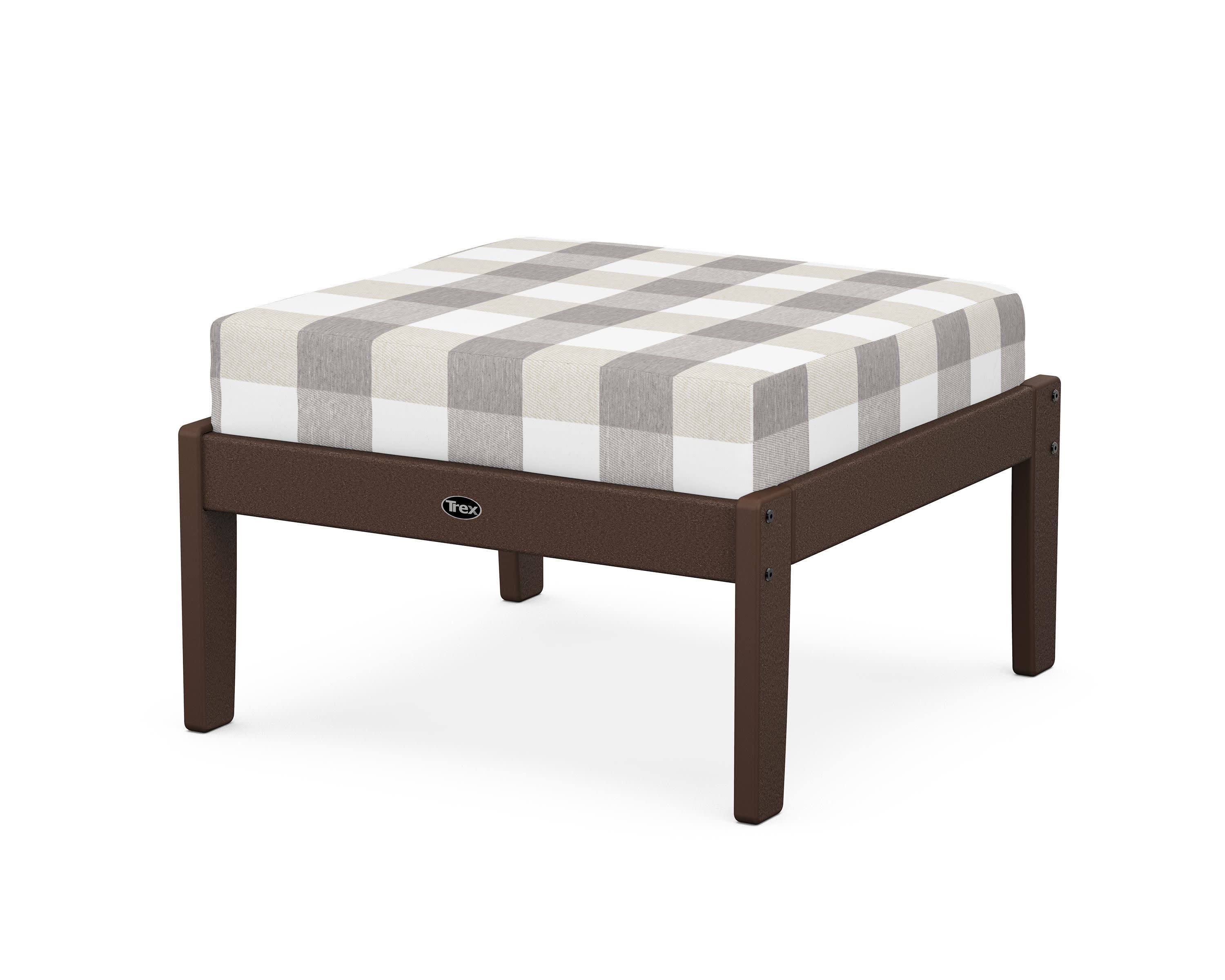 Yacht Club Deep Seating Ottoman in Vintage Lantern / Buffalo Plaid Grey Mist