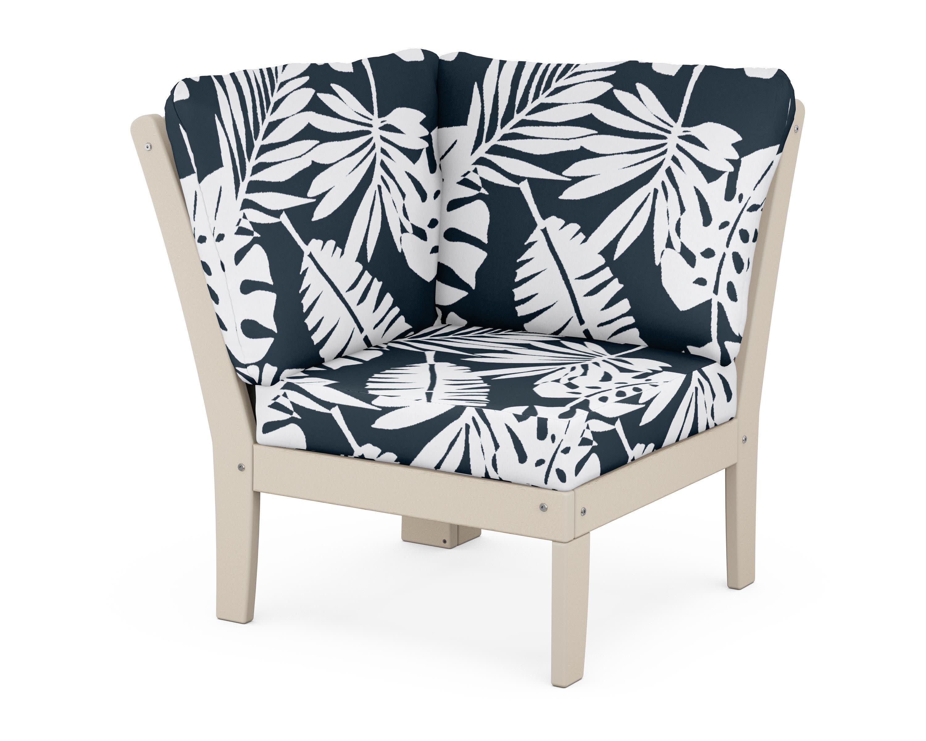 Yacht Club Modular Corner Chair in Sand Castle / Leaf Marine Indigo