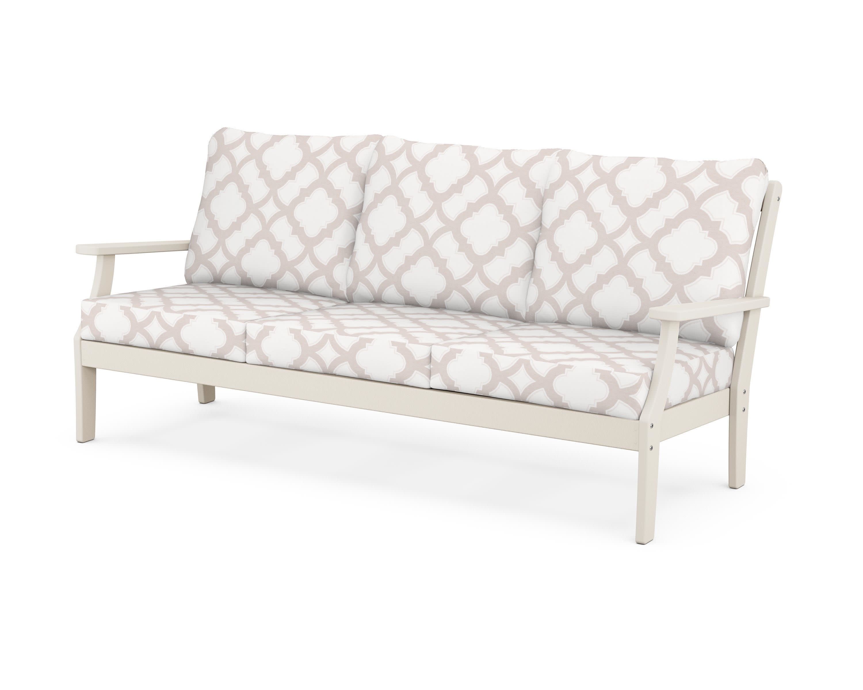 Yacht Club Deep Seating Sofa in Sand Castle / Trellis Dune Burlap
