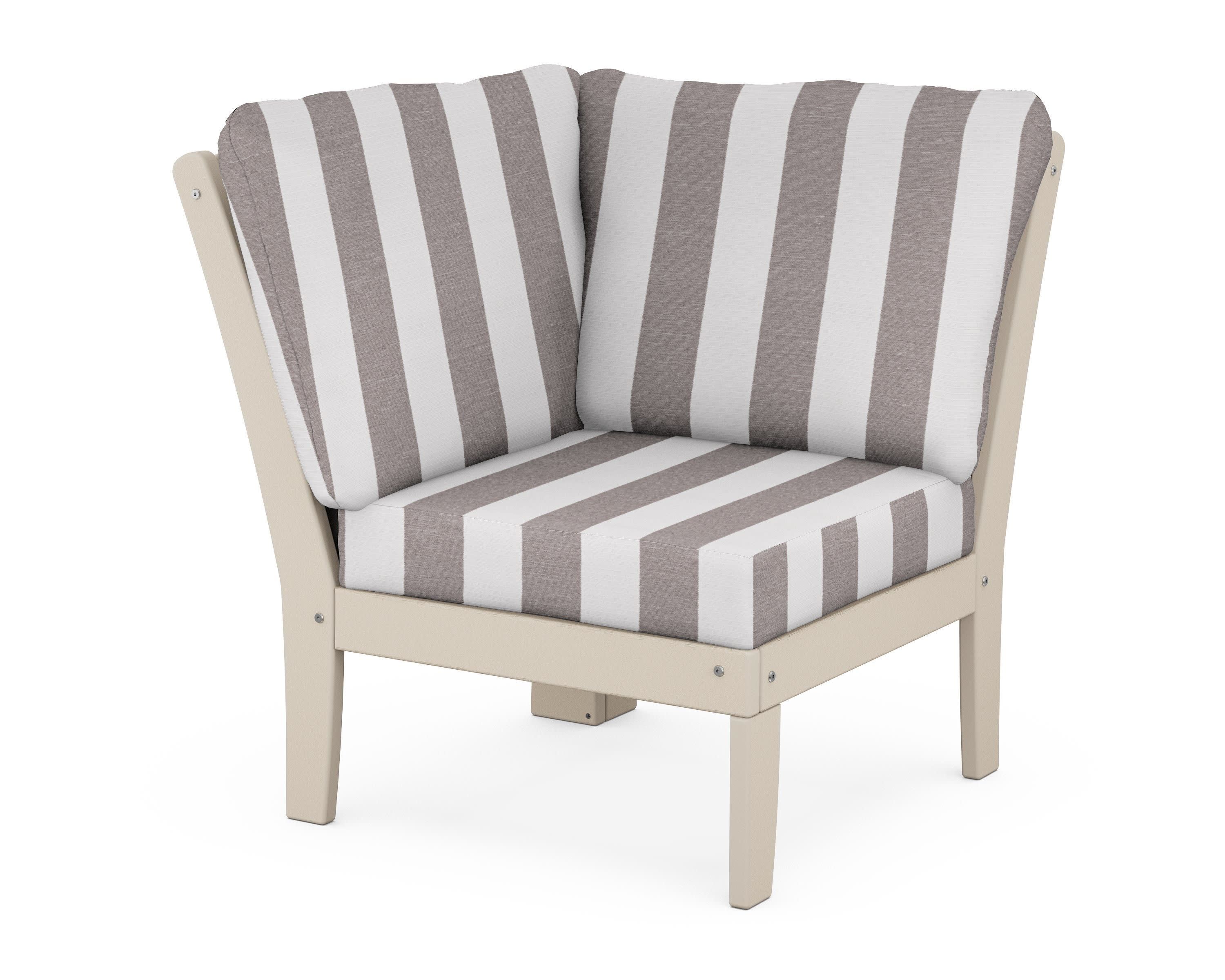 Yacht Club Modular Corner Chair in Sand Castle / Cabana Stripe Grey Mist