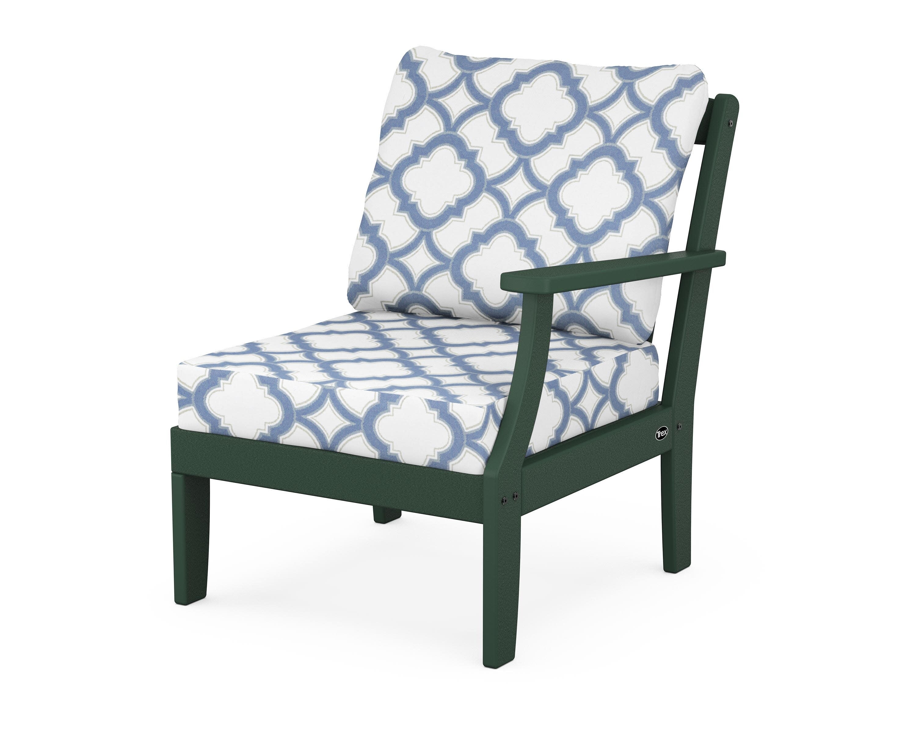 Yacht Club Modular Right Arm Chair in Rainforest Canopy / Trellis Sky Blue