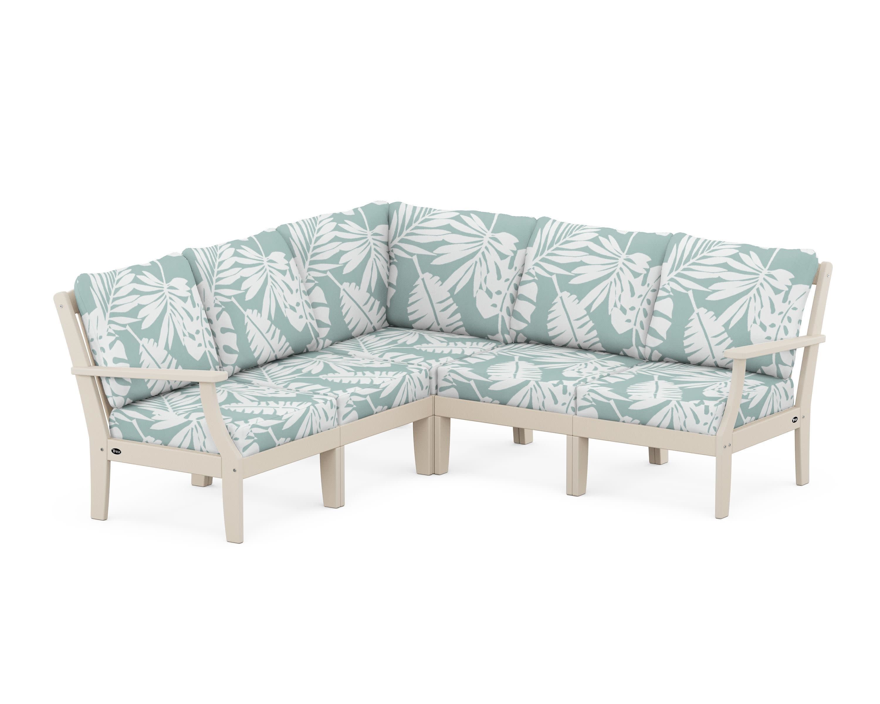 Yacht Club Modular 5-Piece Deep Seating Set in Sand Castle / Leaf Glacier Spa