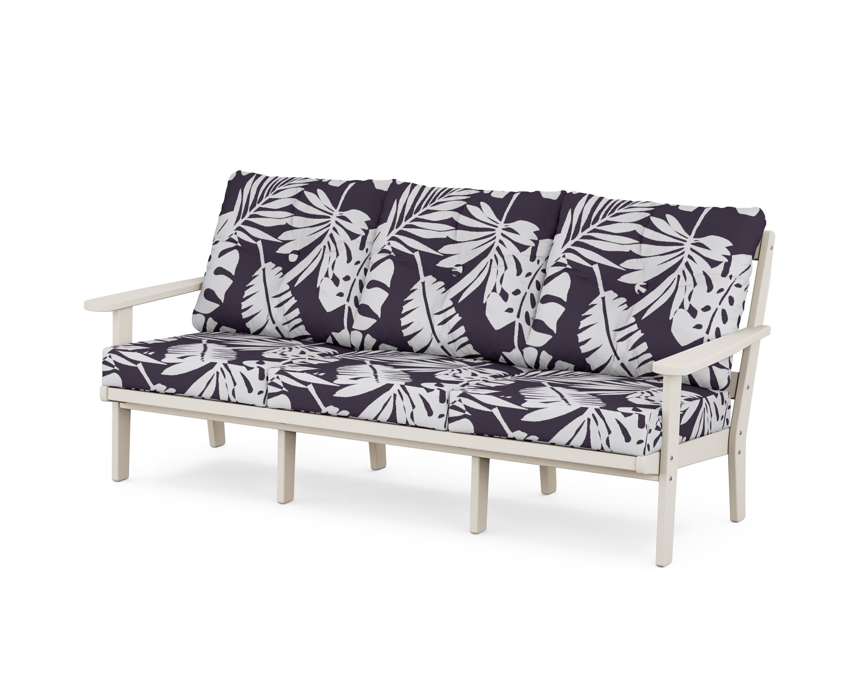 Cape Cod Deep Seating Sofa in Sand Castle / Leaf Navy