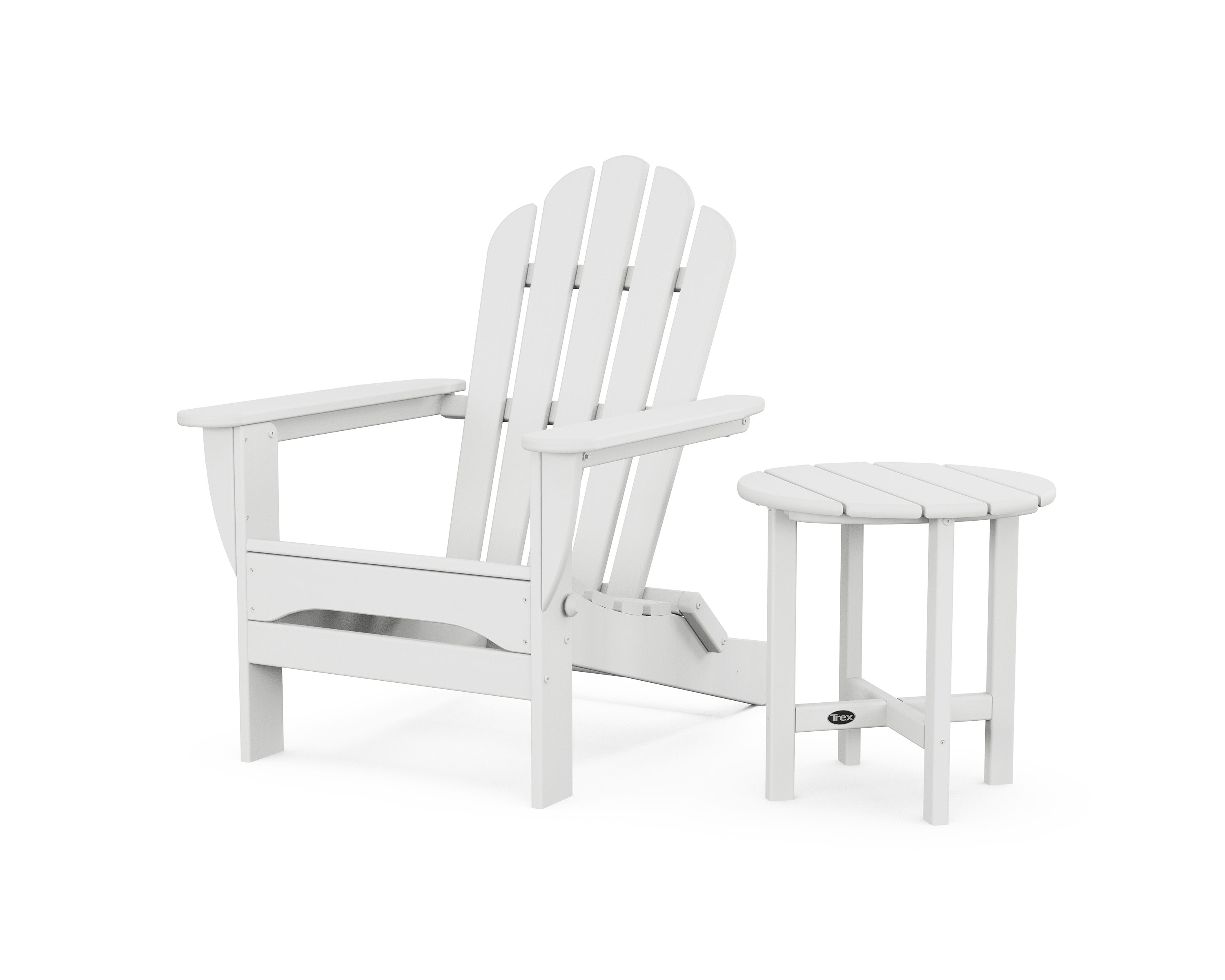 Monterey Bay Folding Adirondack Chair with Side Table in Classic White