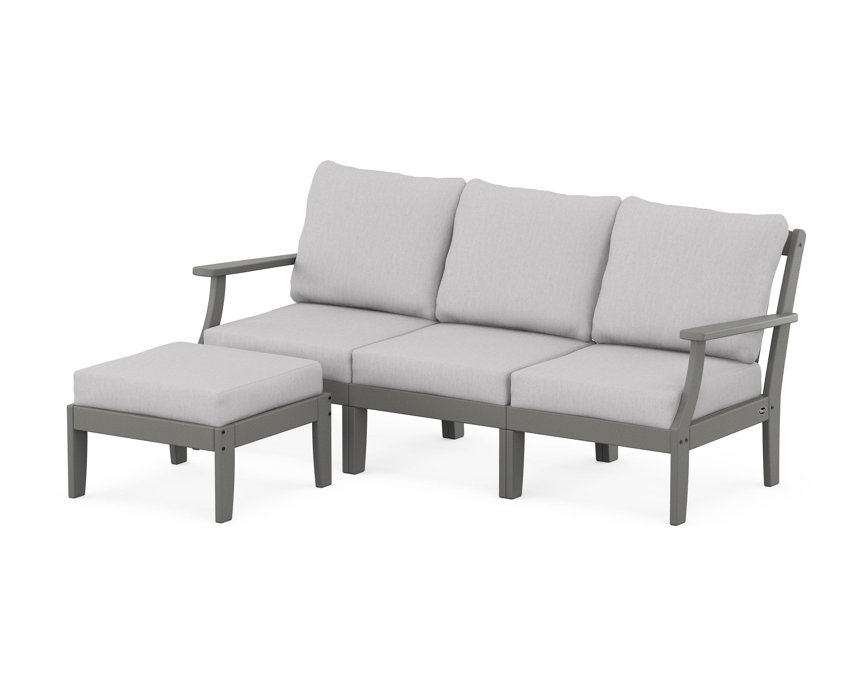 Yacht Club Modular 4-Piece Deep Seating Set with Ottoman in Stepping Stone / Granite