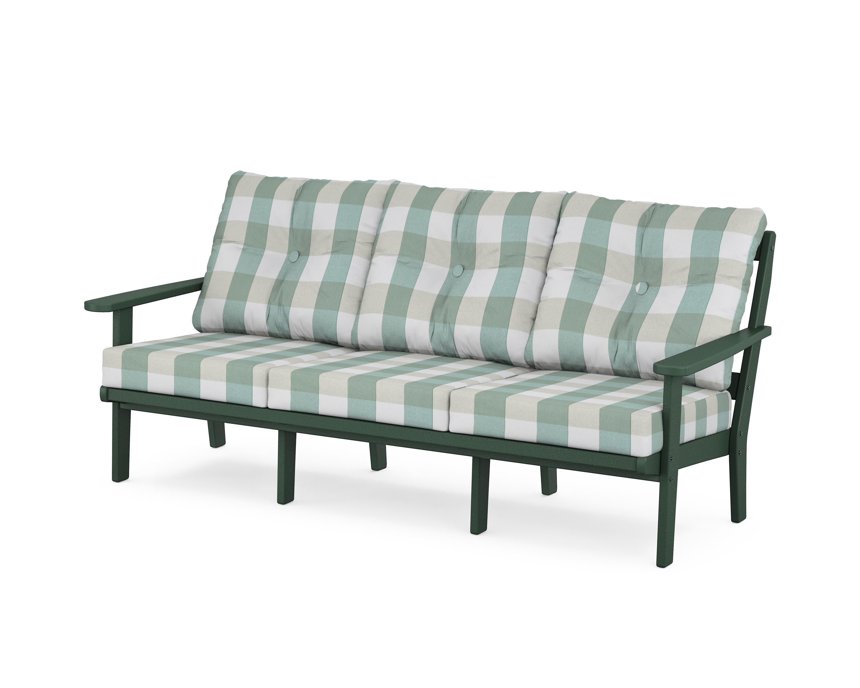 Cape Cod Deep Seating Sofa in Rainforest Canopy / Buffalo Plaid Glacier Spa