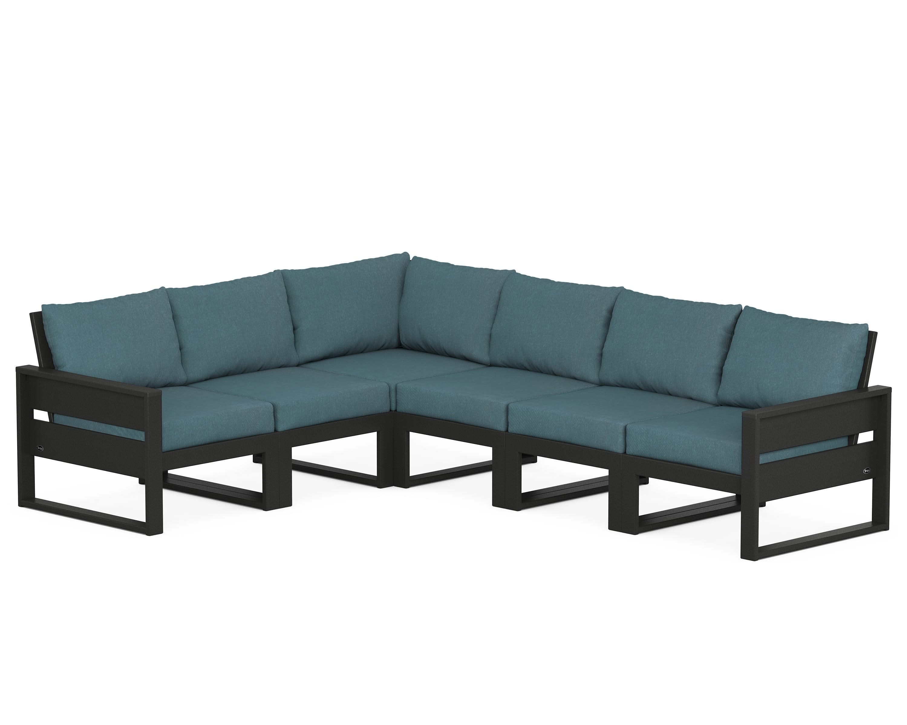 Eastport 6-Piece Sectional in Charcoal Black / Ocean Teal