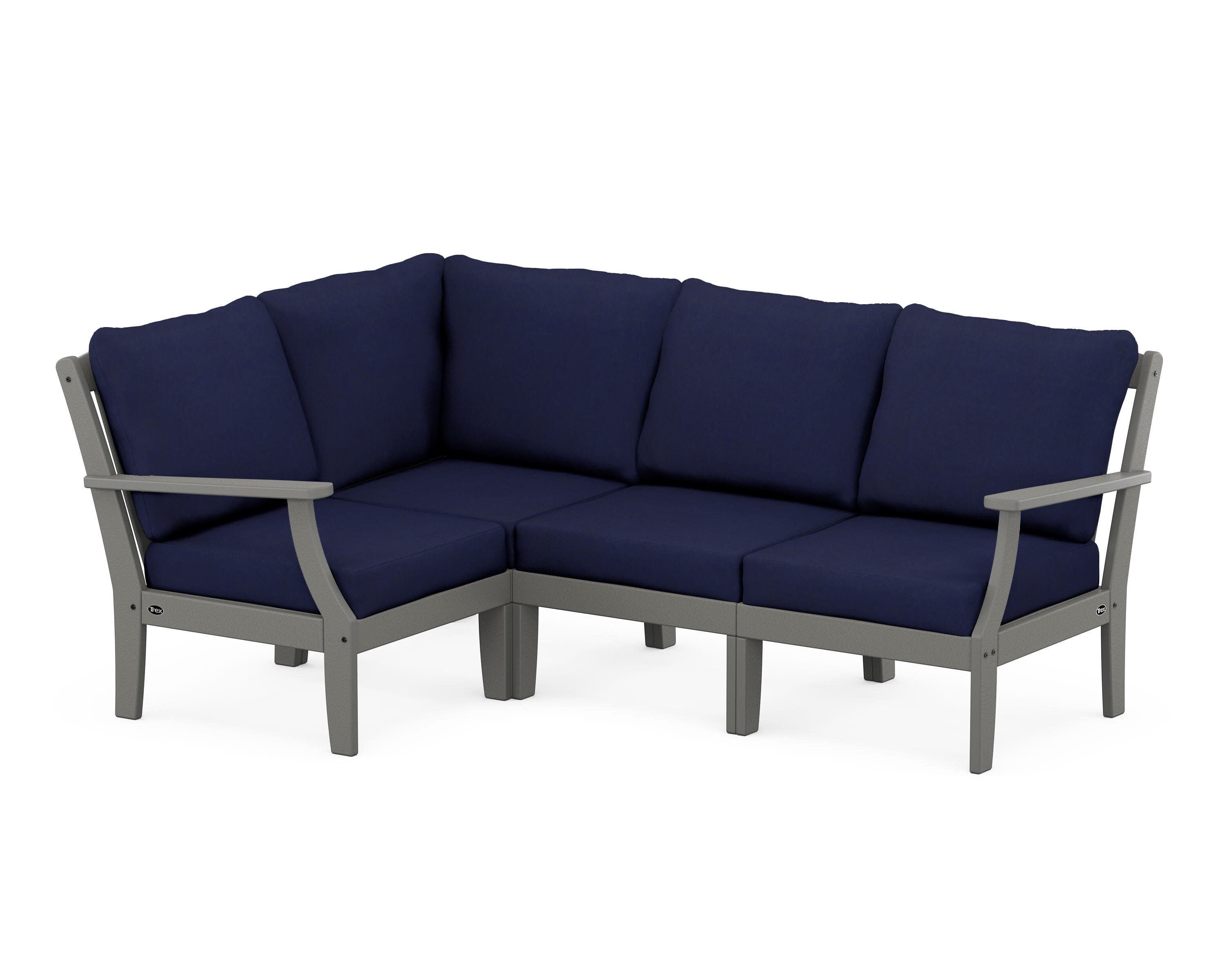 Yacht Club Modular 4-Piece Deep Seating Set in Stepping Stone / Navy