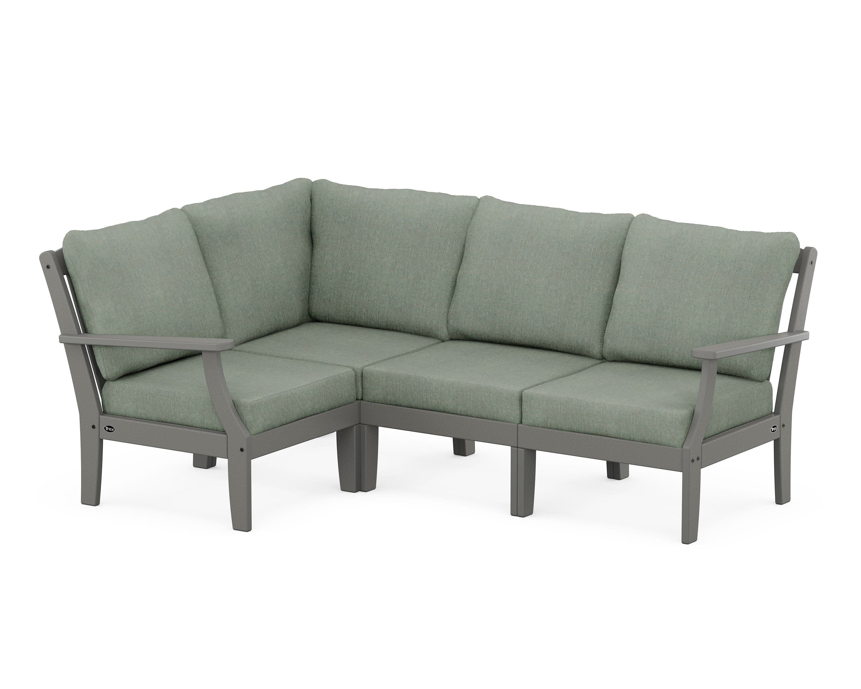 Yacht Club Modular 4-Piece Deep Seating Set in Stepping Stone / Cast Sage