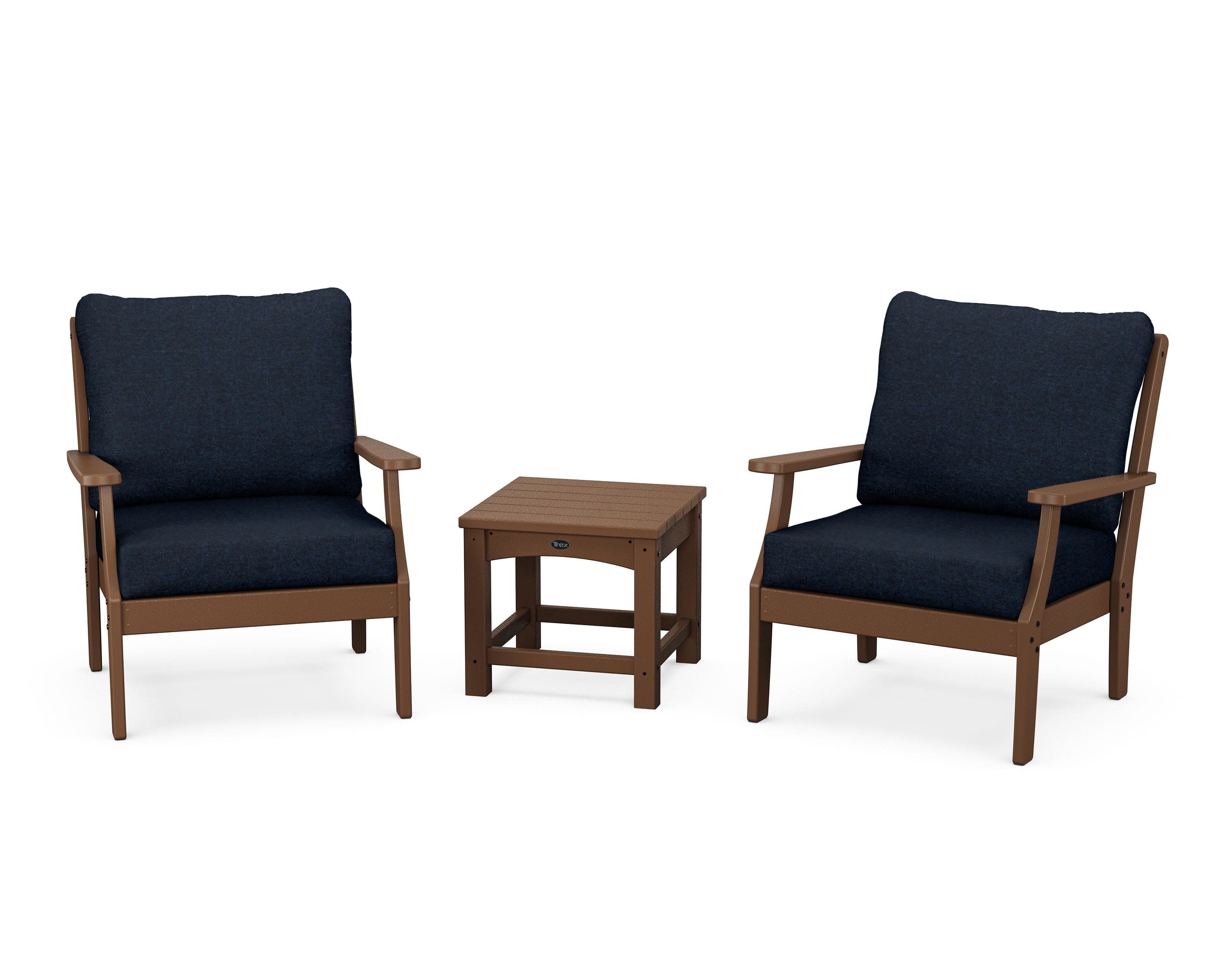 Yacht Club 3-Piece Deep Seating Set in Tree House / Marine Indigo