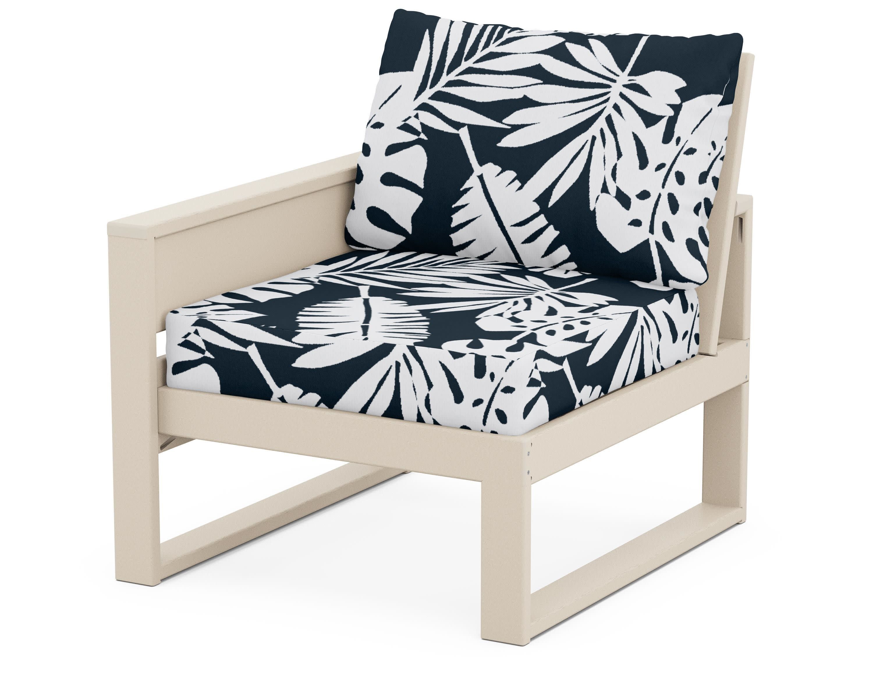 Eastport Modular Left Arm Chair in Sand Castle / Leaf Marine Indigo