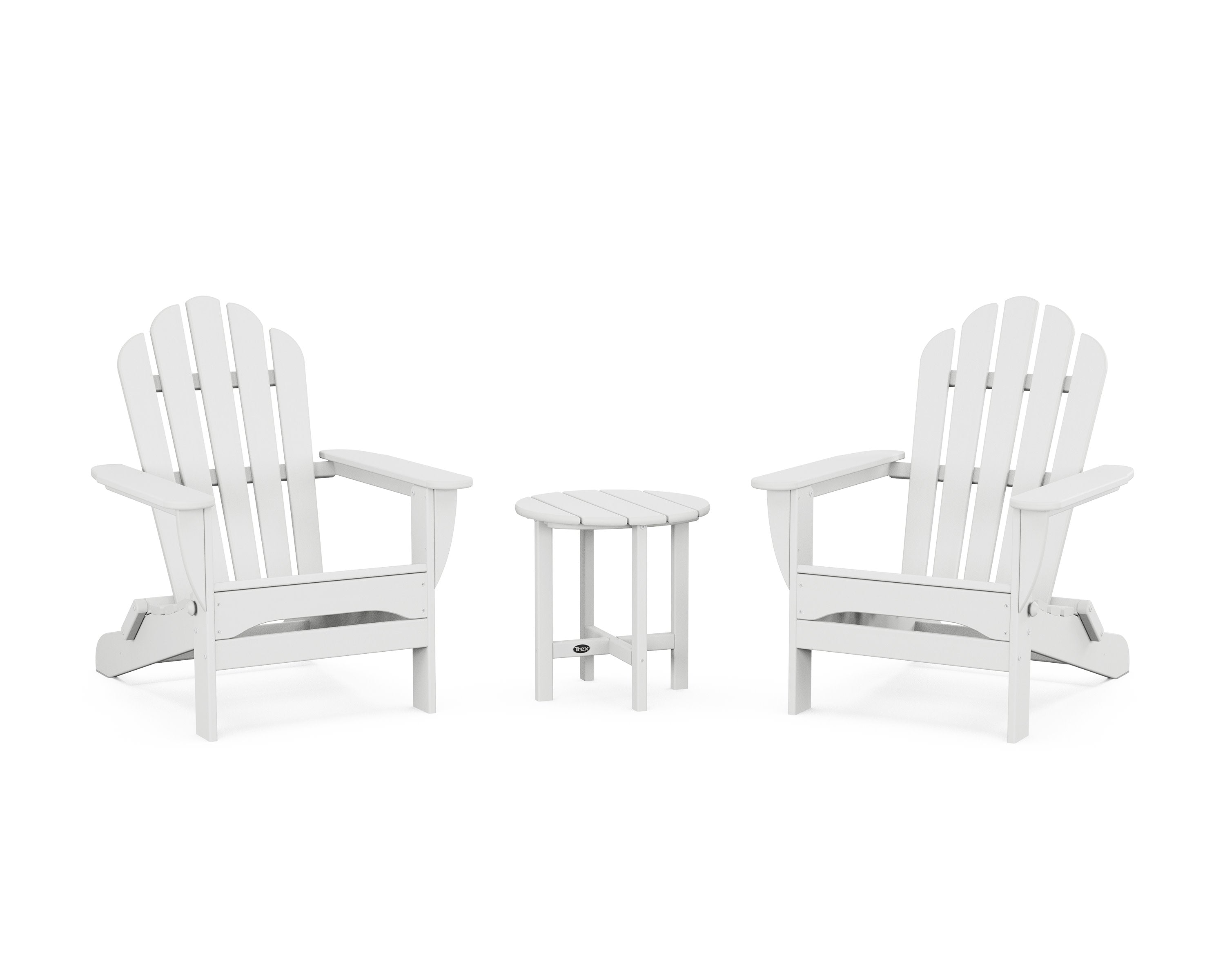 3-Piece Monterey Bay Folding Adirondack Set in Classic White
